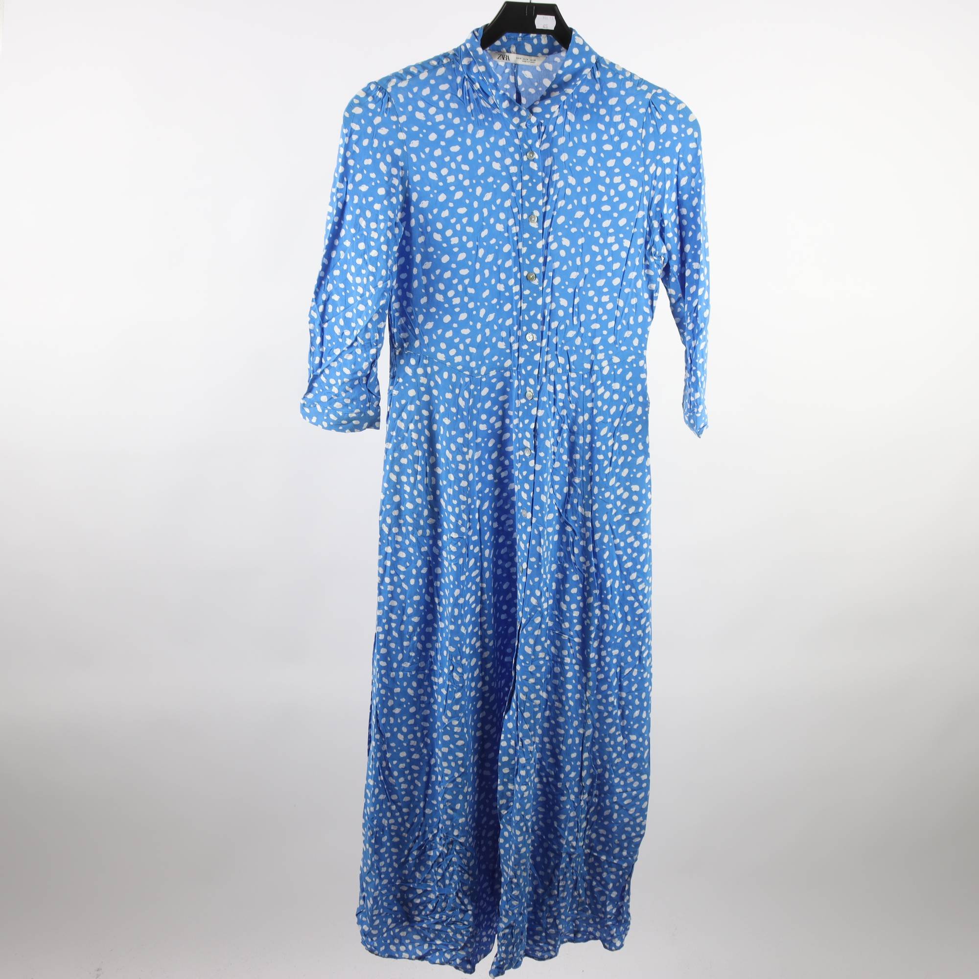 Klänning, Zara, blå, vit, mönstrad, stl. M