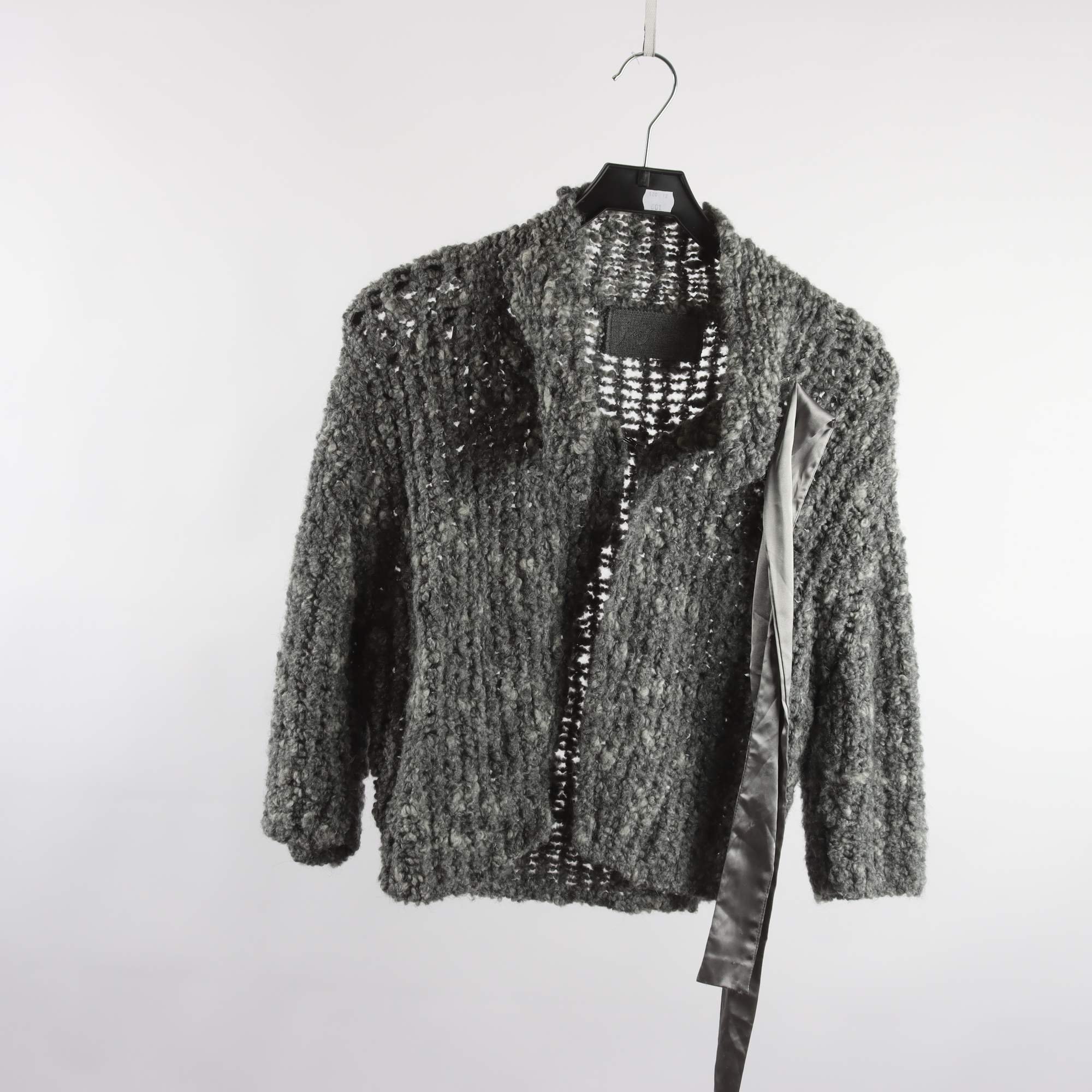 Kofta, Just B, grå, ull, mohair, stl. ca. XS/S.