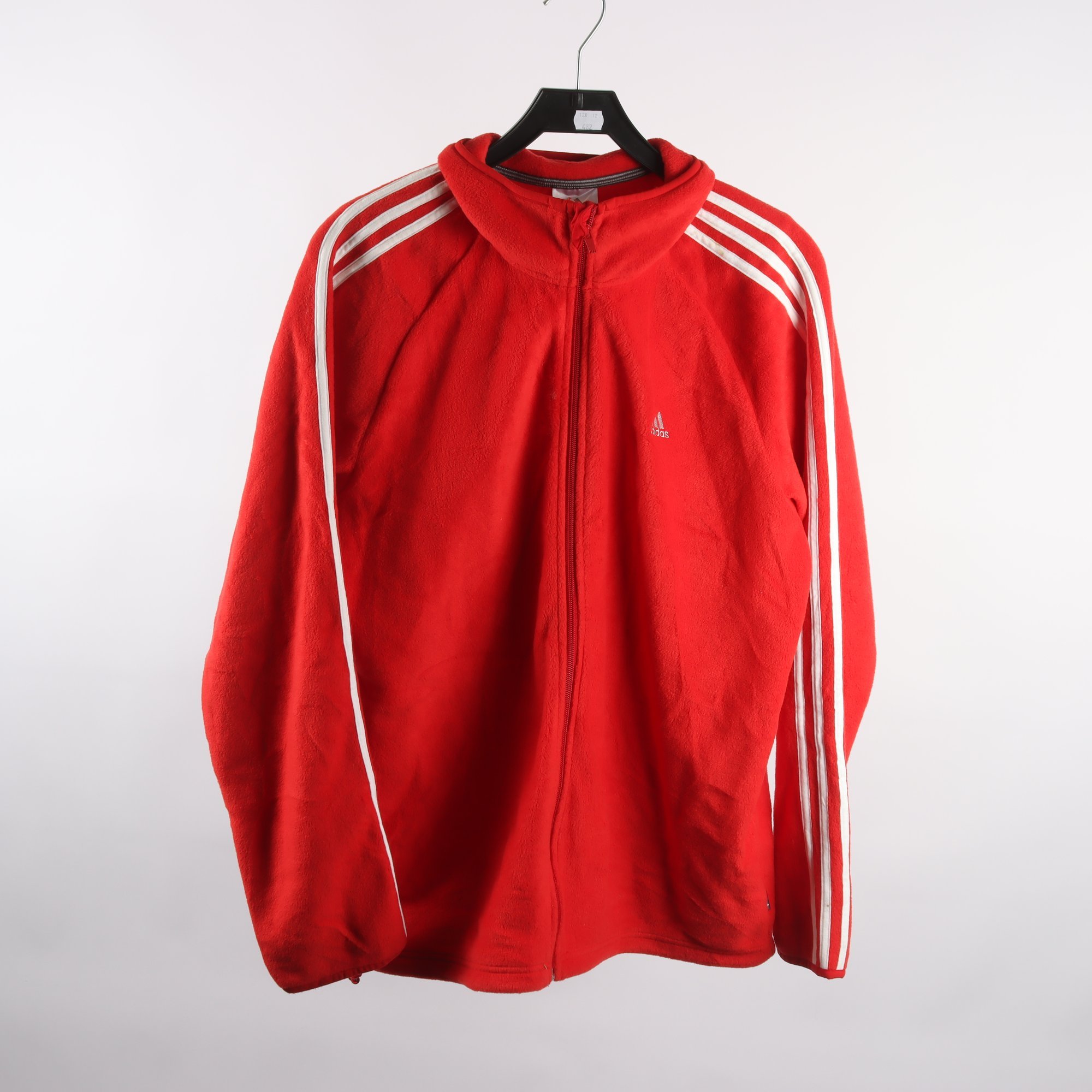 Fleecetröja, Adidas, röd, stl. M.