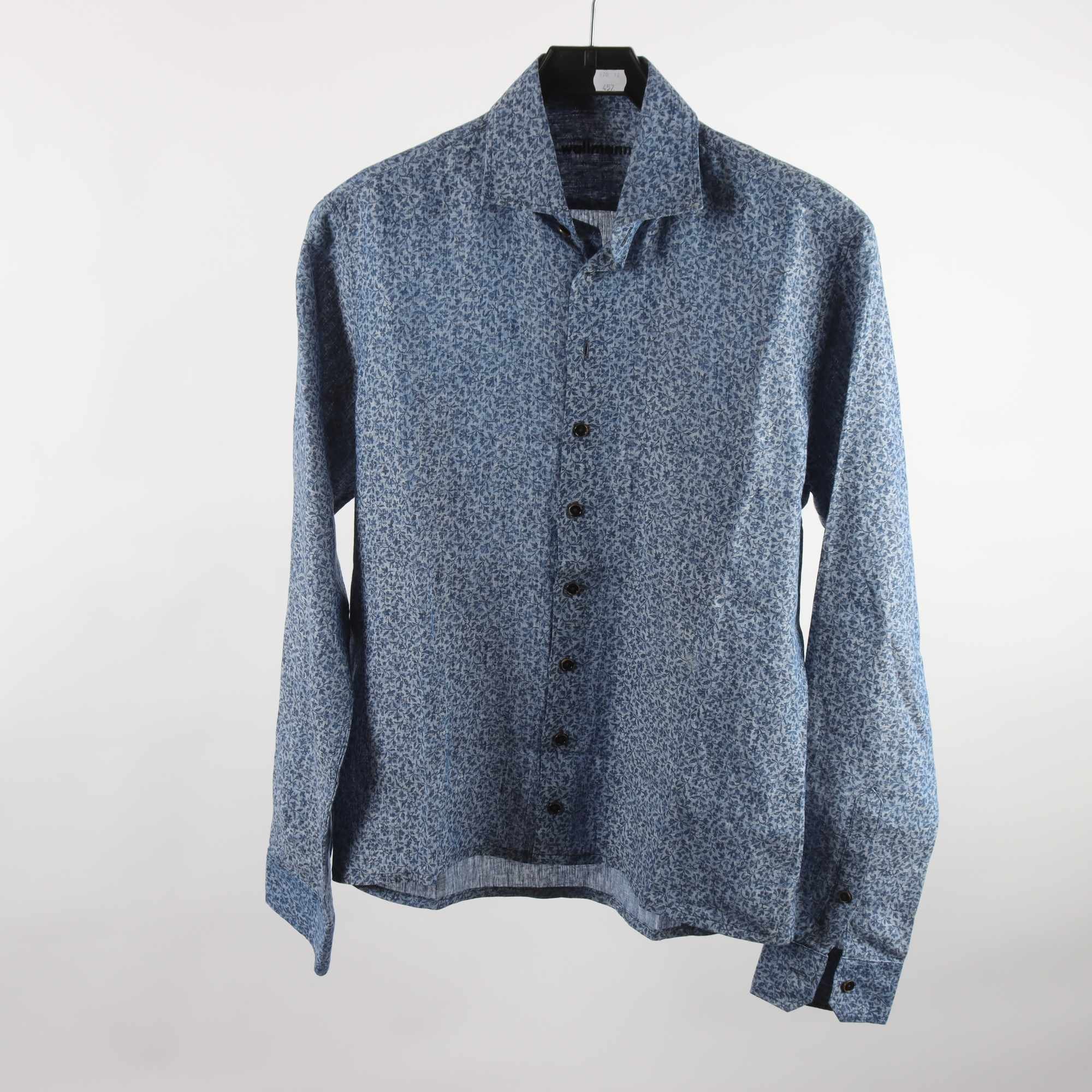 Skjorta, Wallmann, blå, 100% lin, stl. 37.