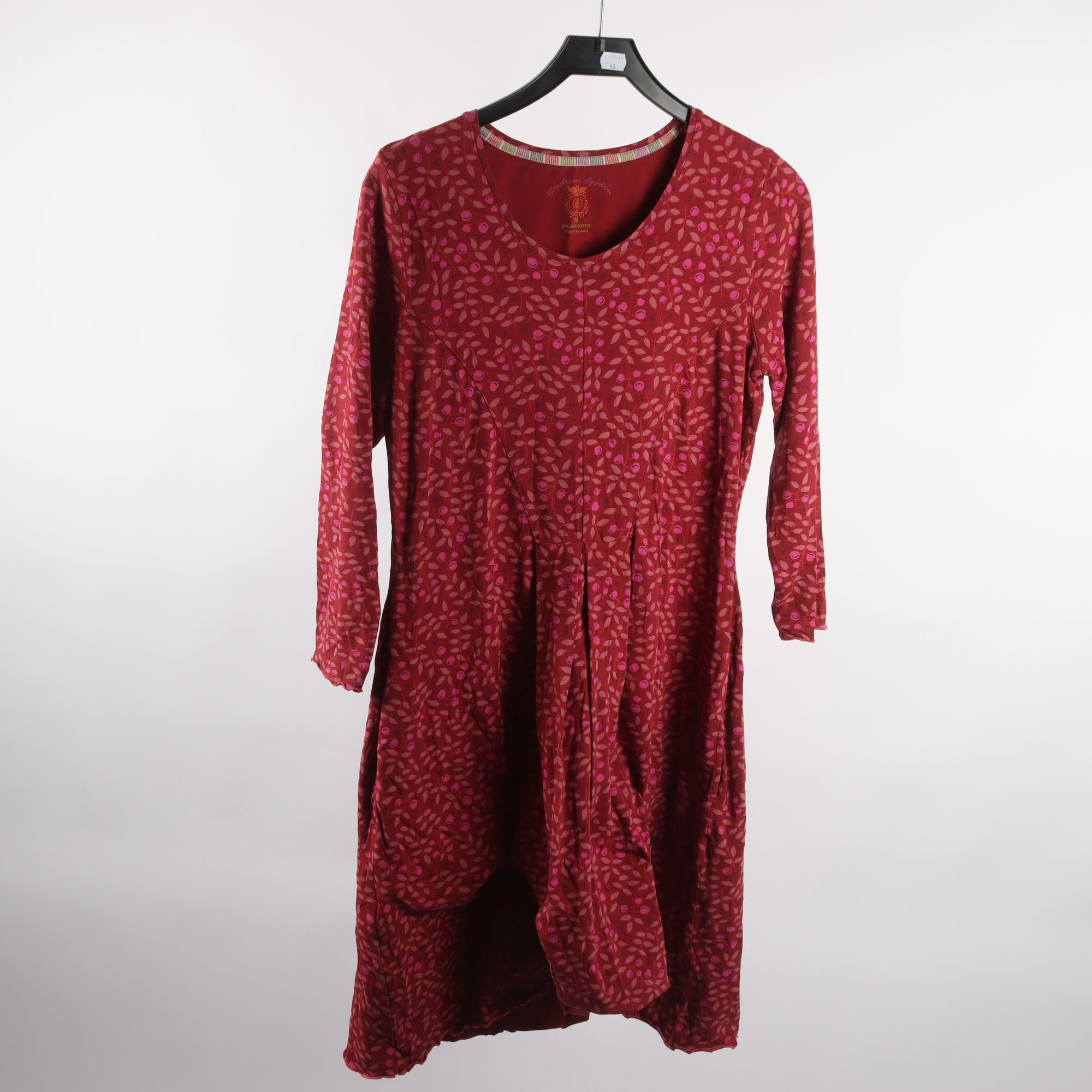 Klänning, Gudrun Sjödèn, vinröd, mönstrad, stl. M