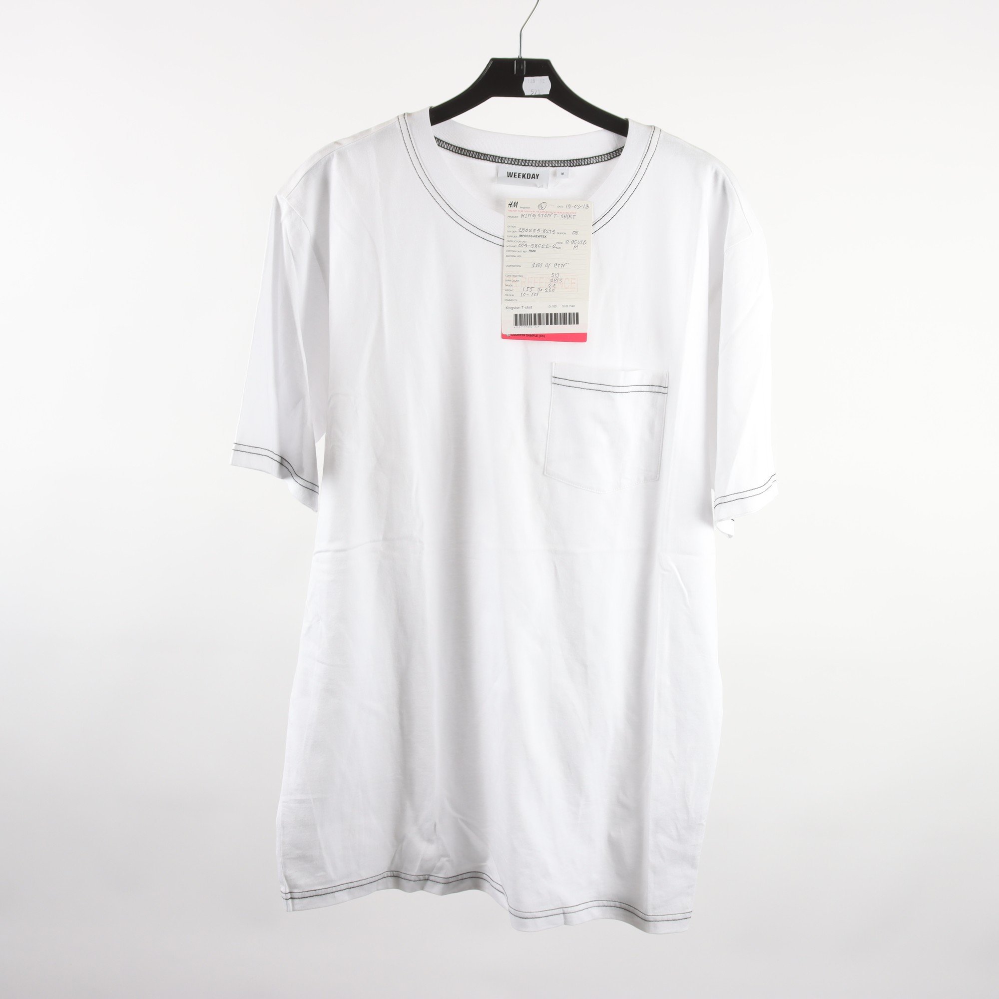 T-shirt, 2-pack, Weekday, vit, blå, stl. M.