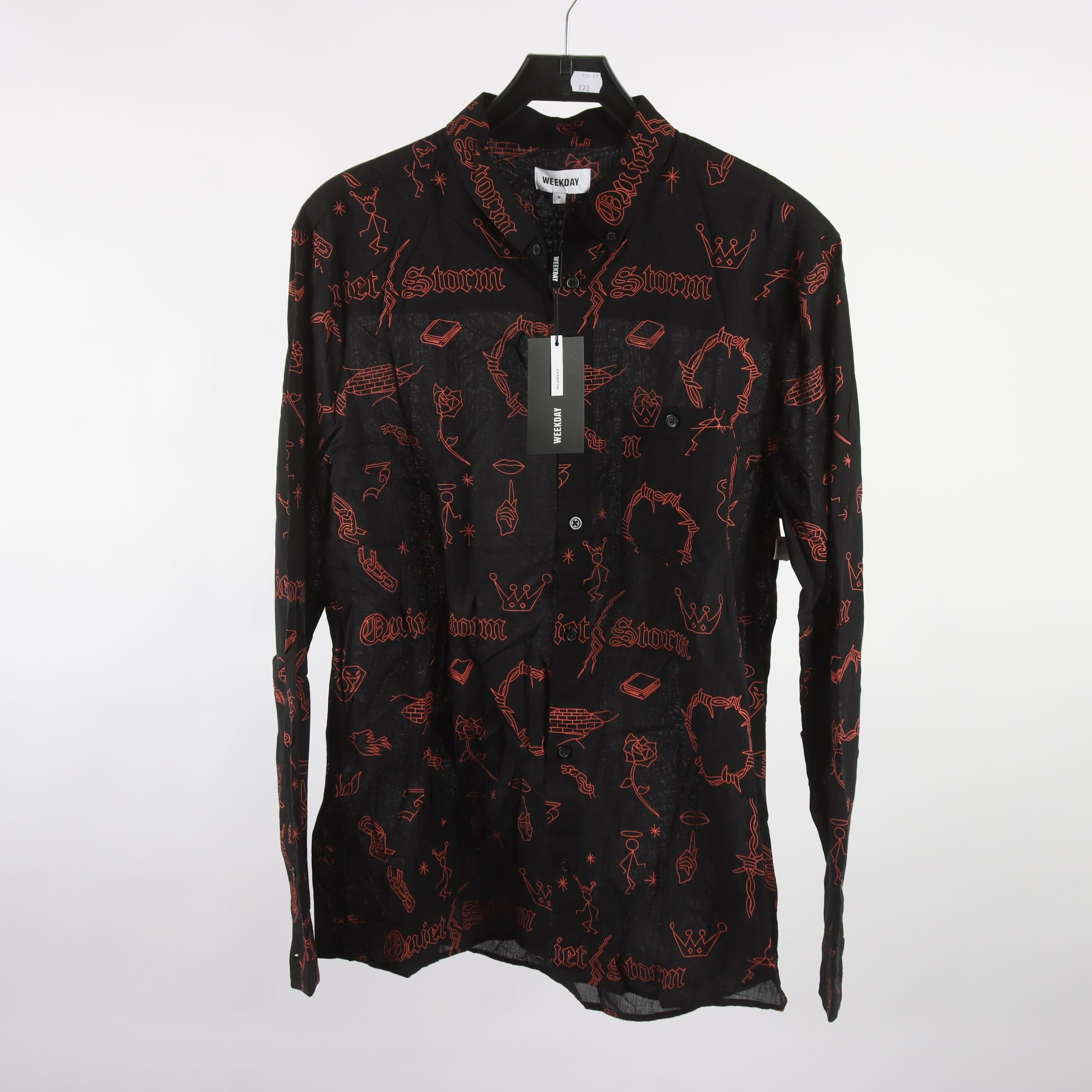 Skjorta, Weekday, svart, mönstrad, stl. M