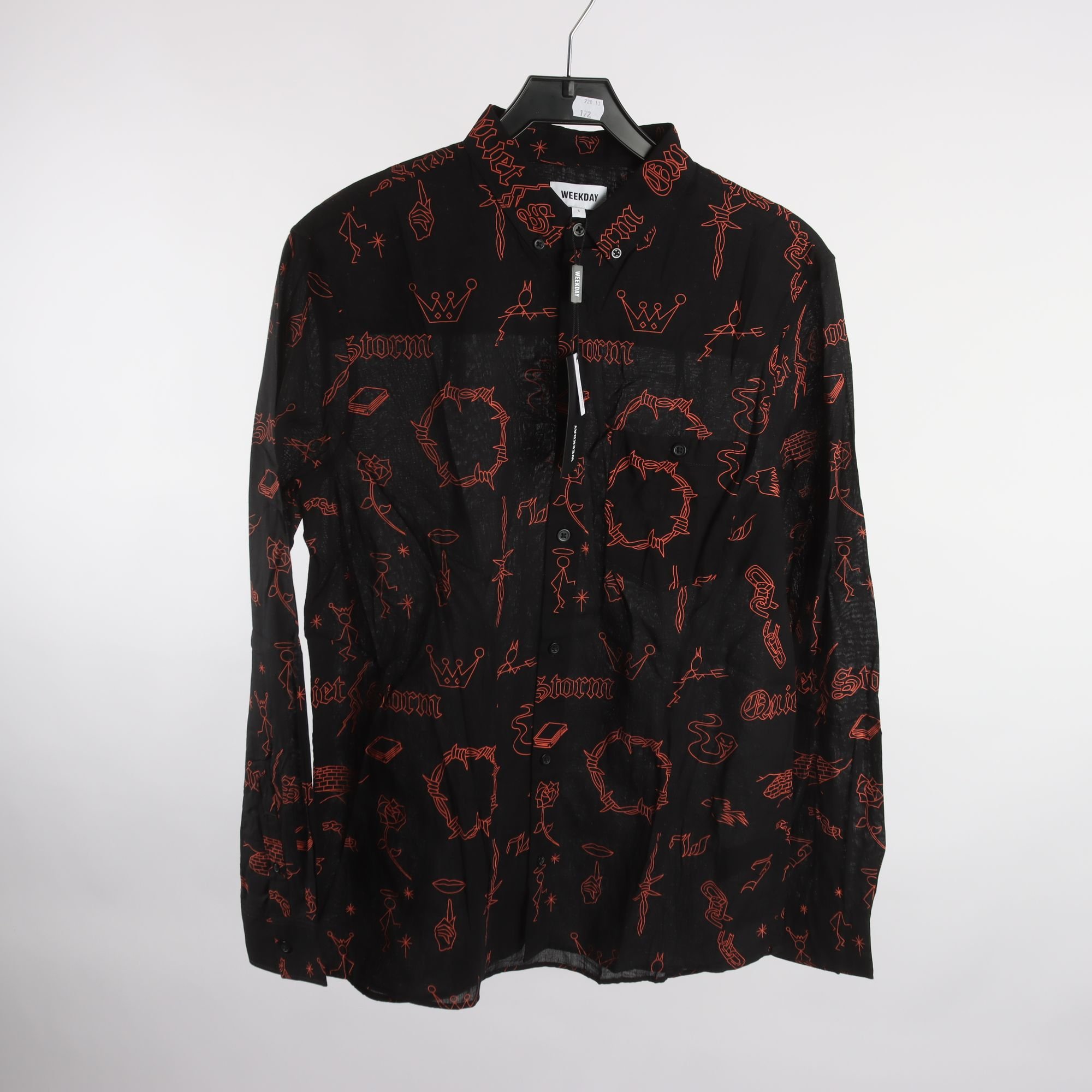Skjorta, Weekday, svart, mönstrad, stl. S