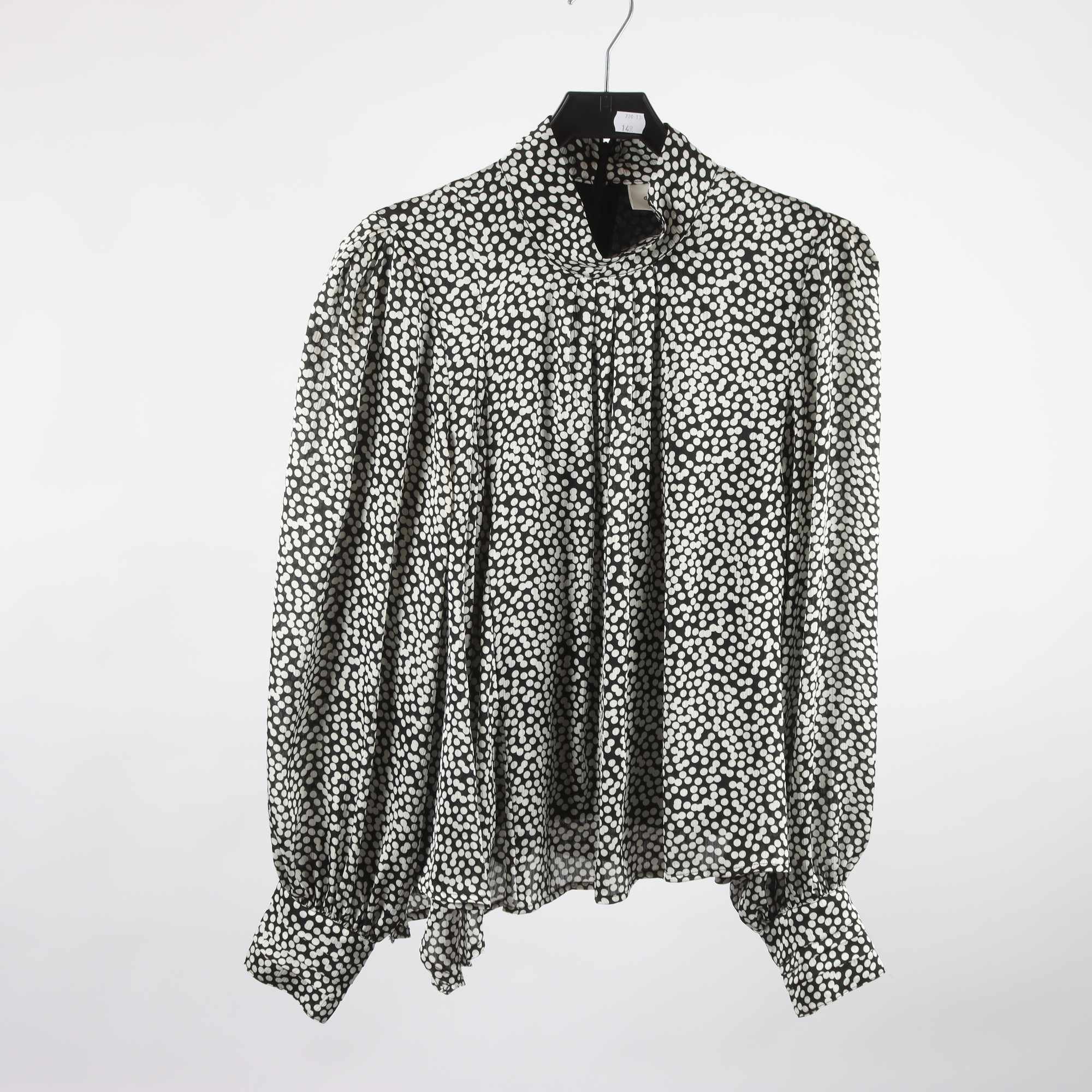 Blus, Gestuz, svart, vit, prickig, stl. 42