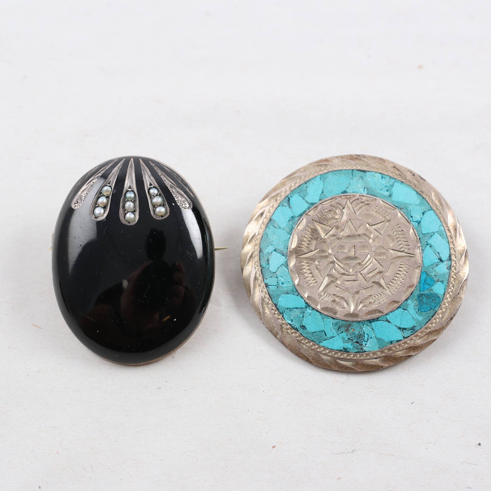 Broscher, silver, emalj, stenar, brv: 19.7g