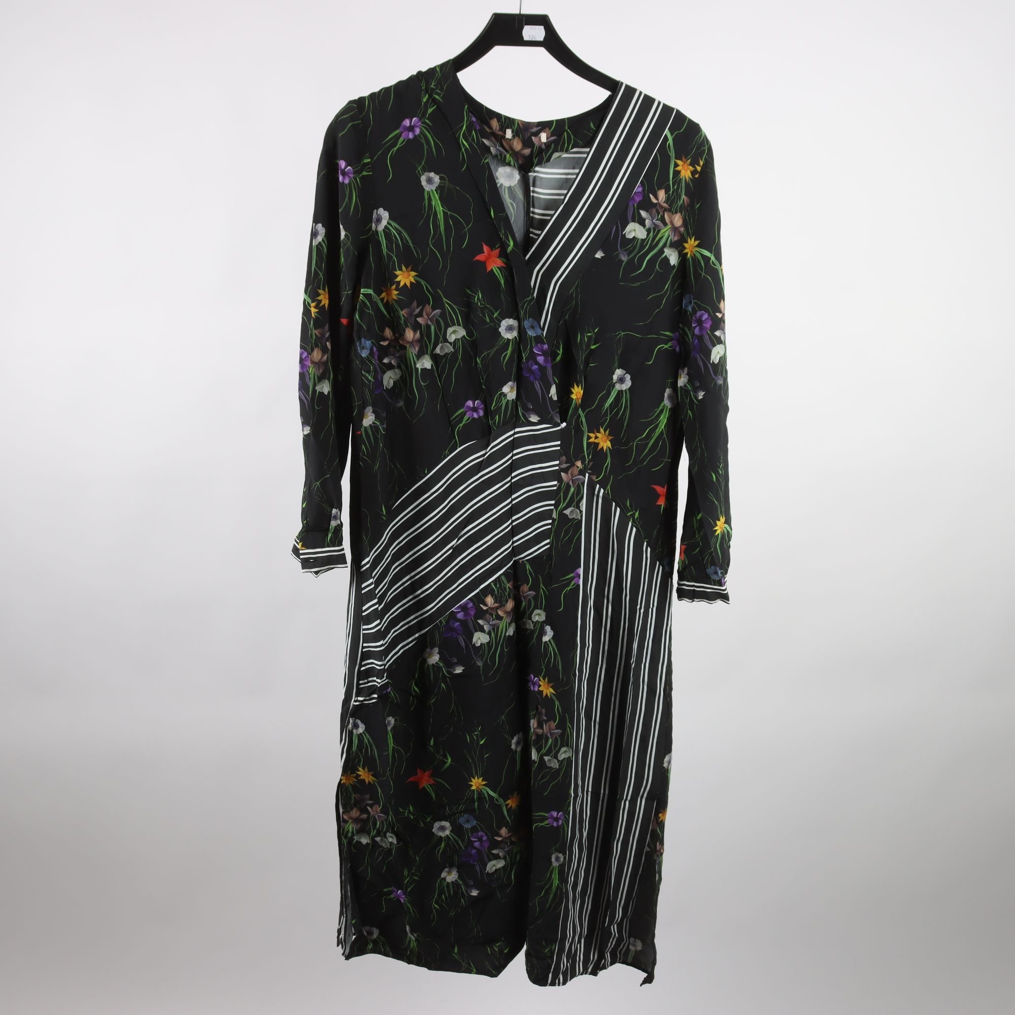 Klänning, Okänd, svart, mönstrad, stl ca. M