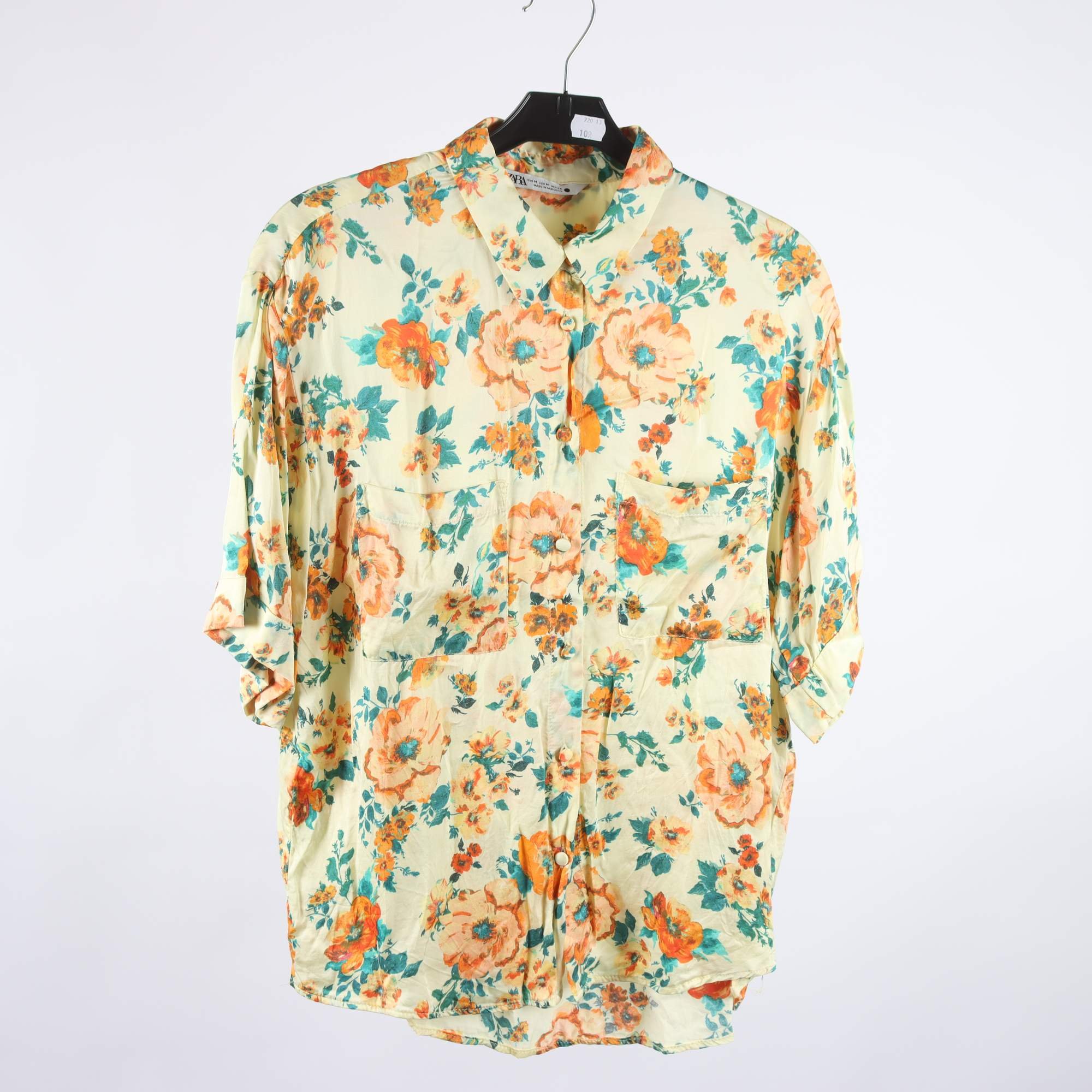 Blus, Zara, gul, blommig, stl. M