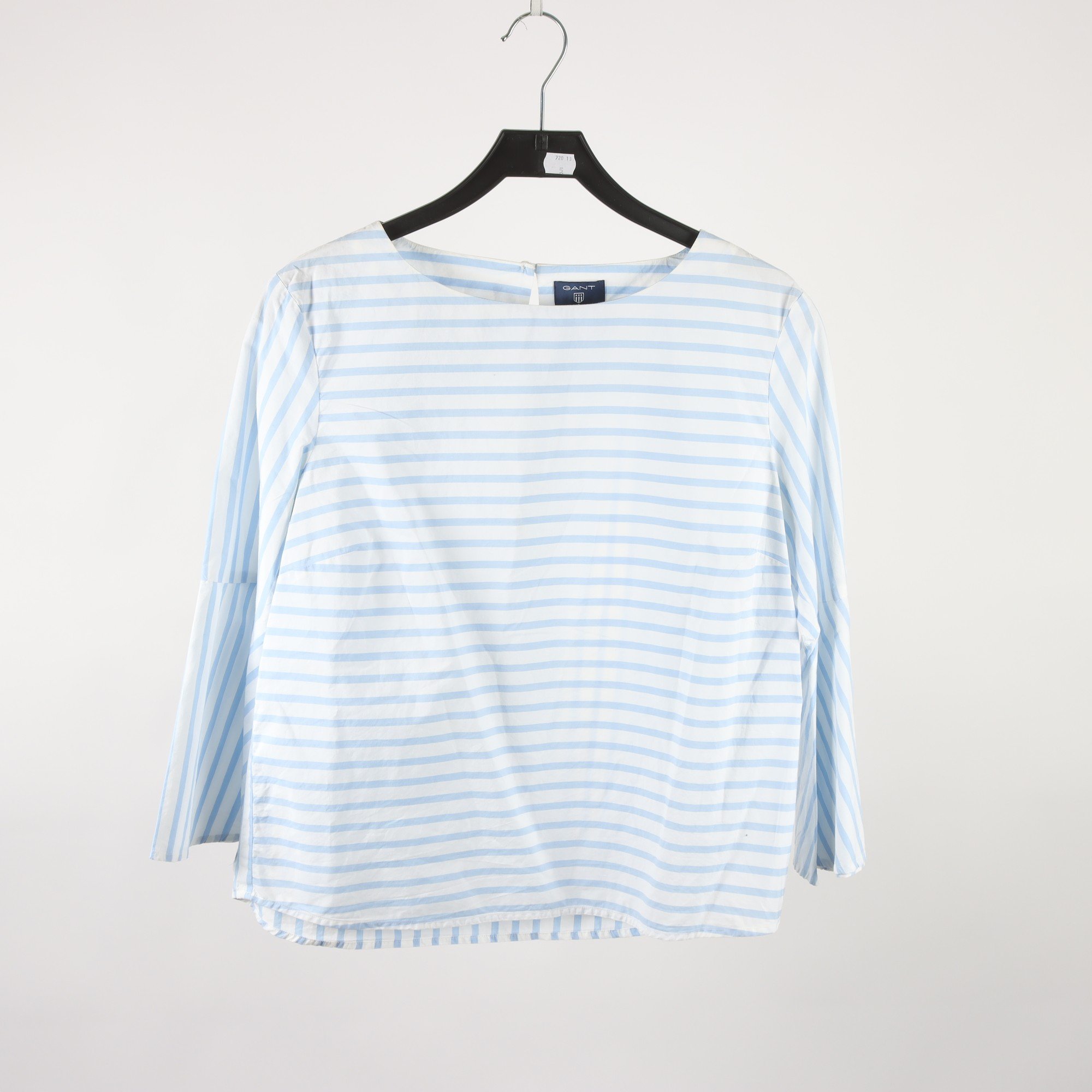 Blus, Gant, vit, blå, randig, stl. 40