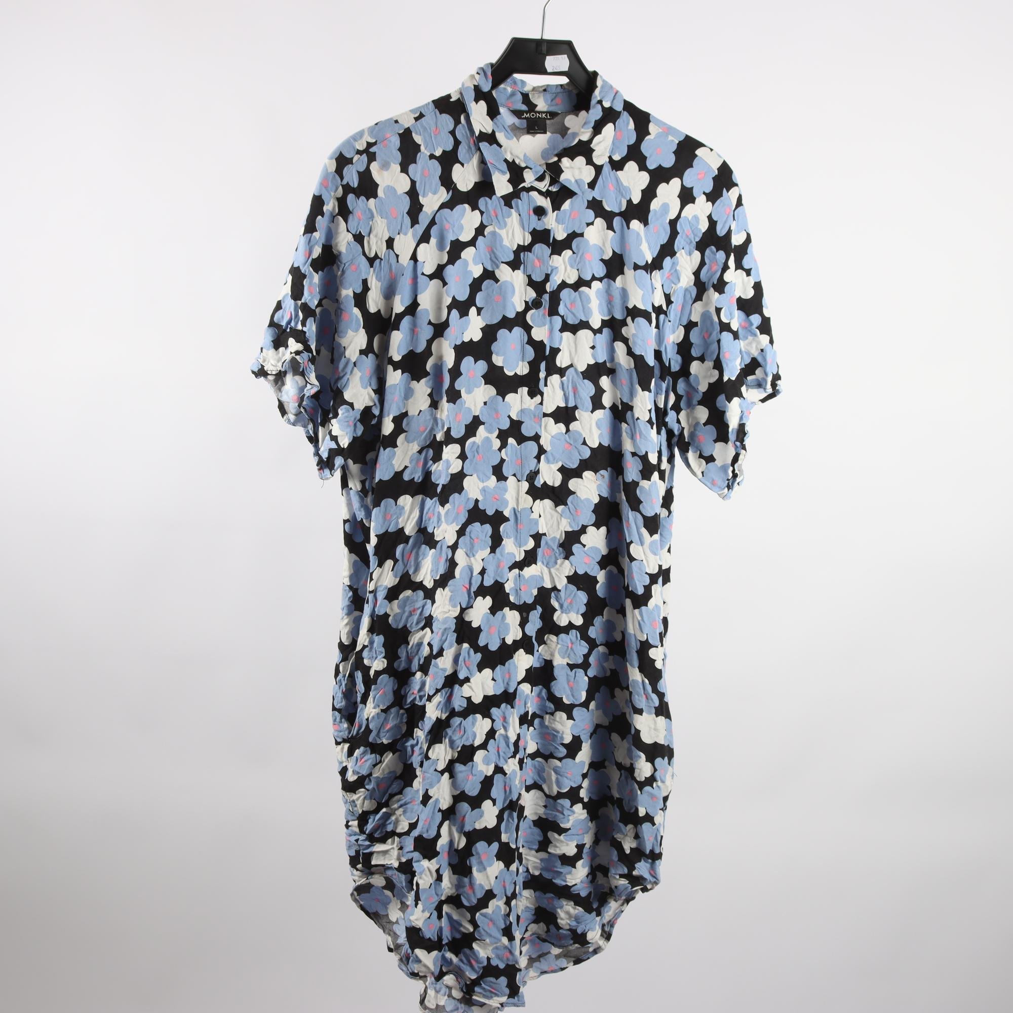 Skjortklänning, Monki, svart, blå, vit, stl. L