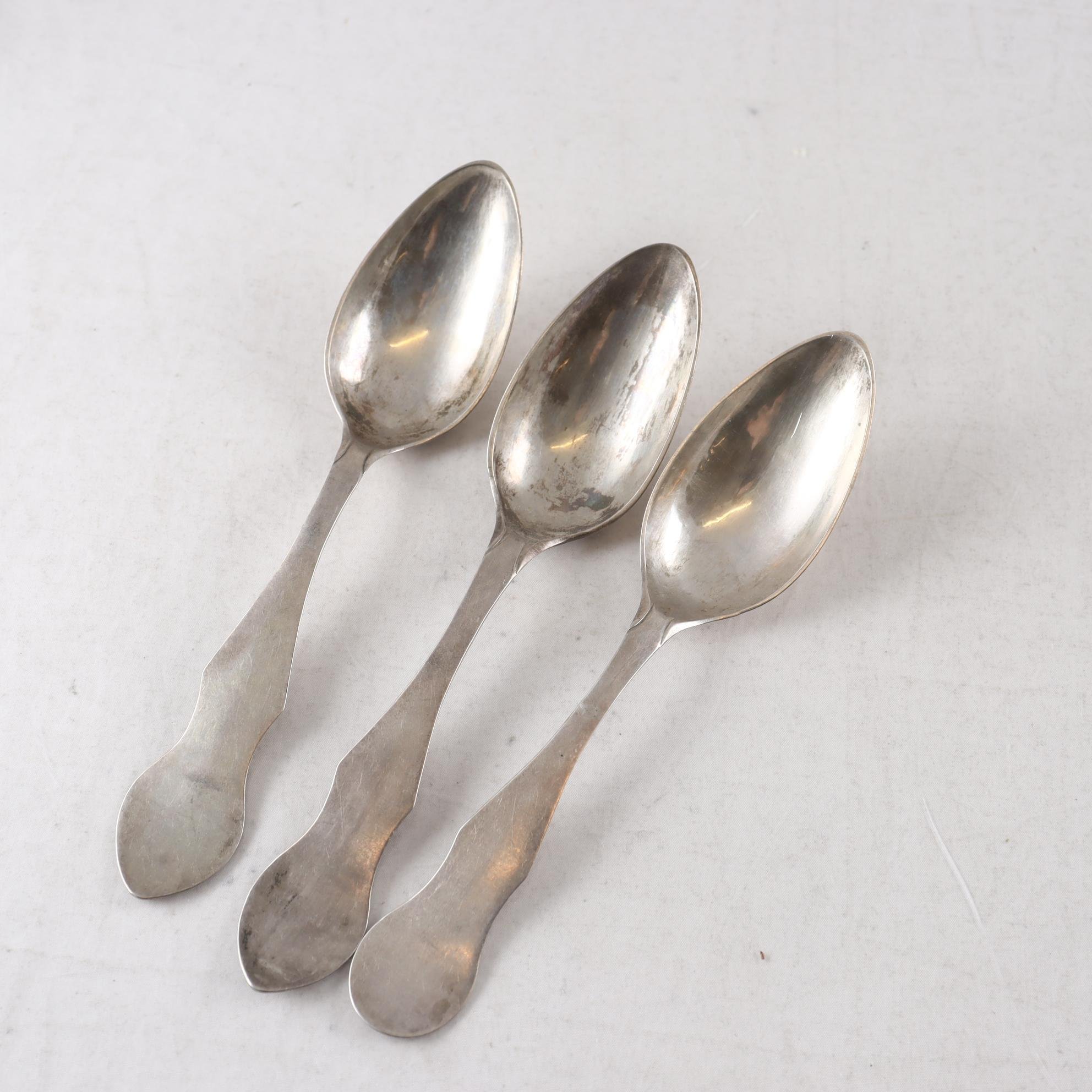 Antika matskedar, silver, 3st, 1700-1800tal