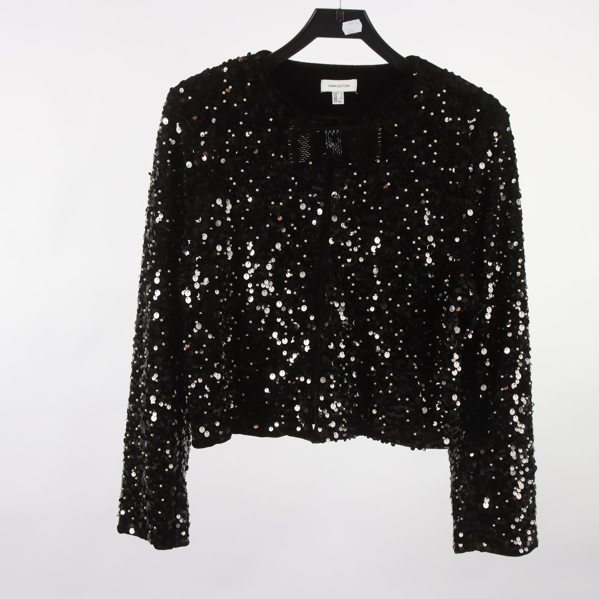 Kofta/jacka, H&M Edition, svart, paljetter, stl. S