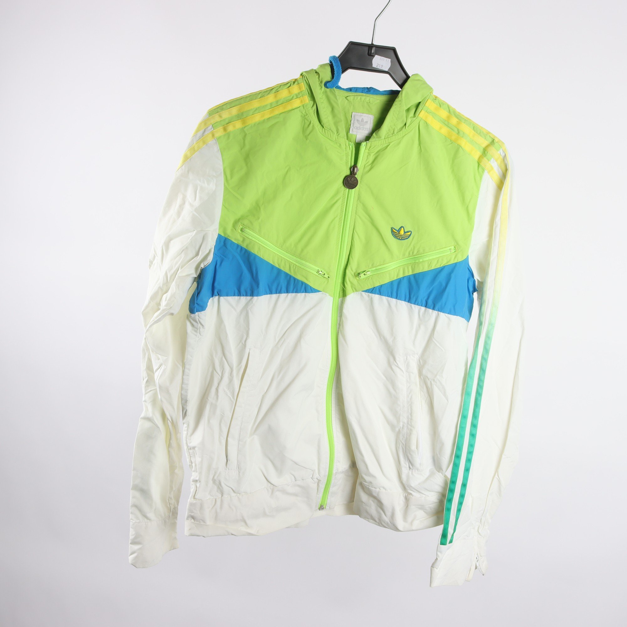 Sportjacka, Adidas, vit, grön, blå, stl. S