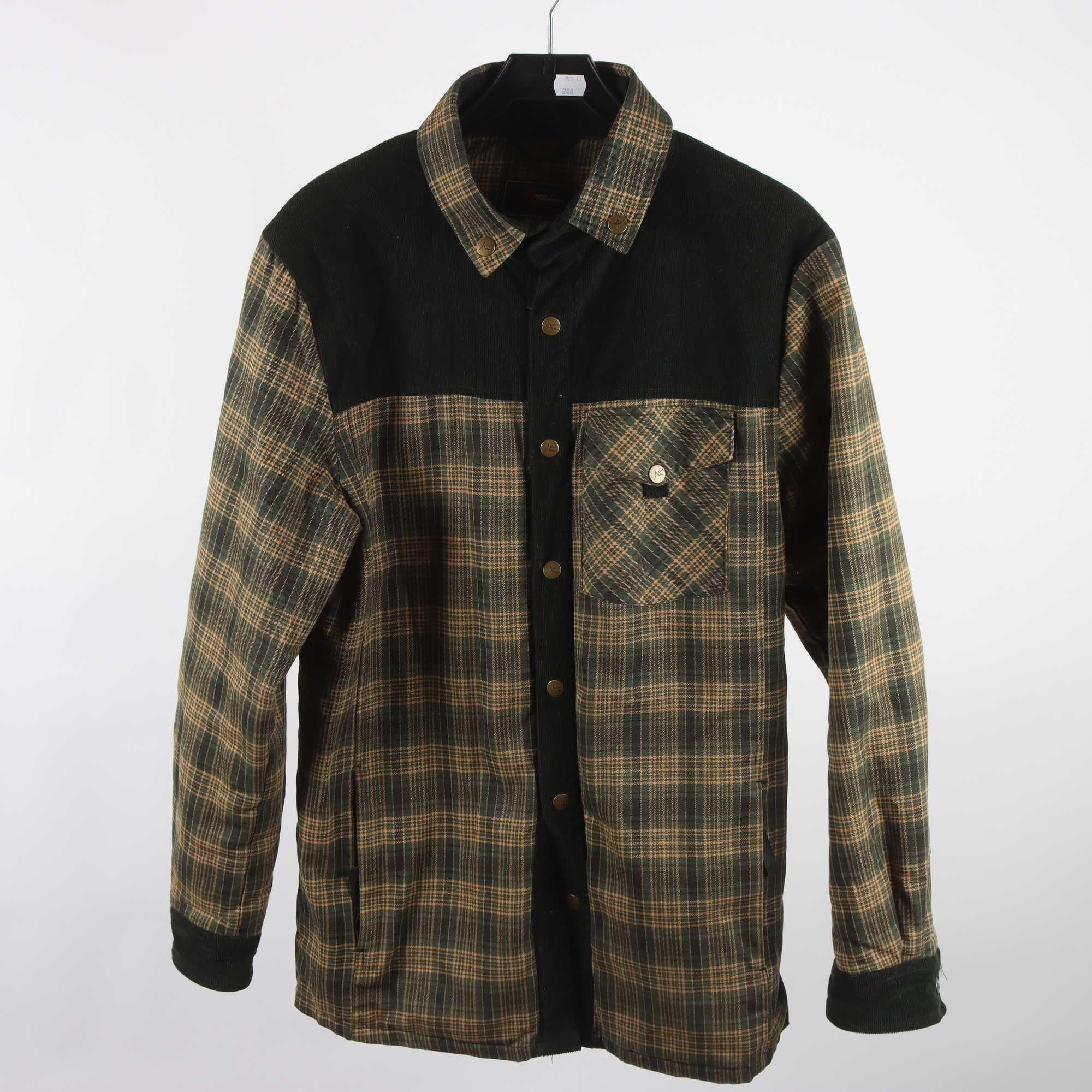 Skjorta, fodrad, High Mountain, grön, beige, stl S