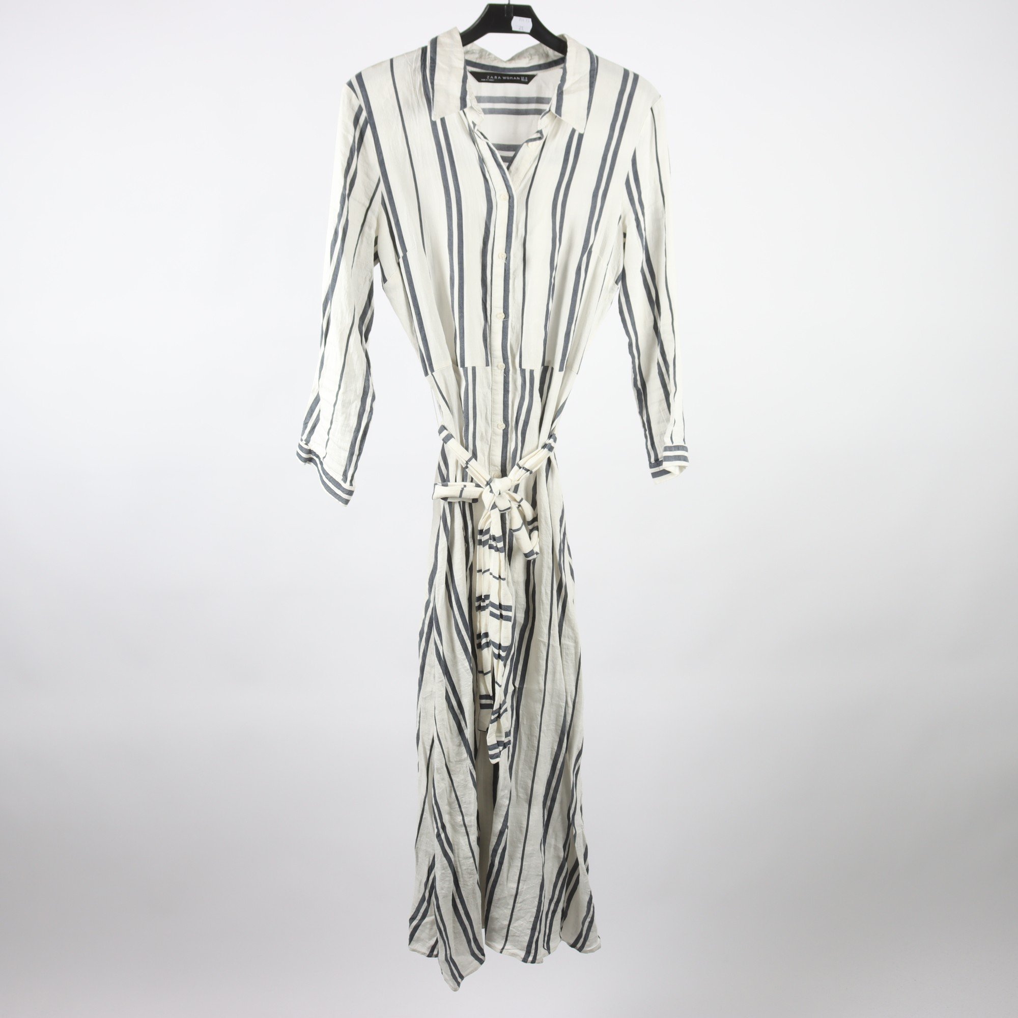 Klänning, Zara, vit, blå, randig, stl. M