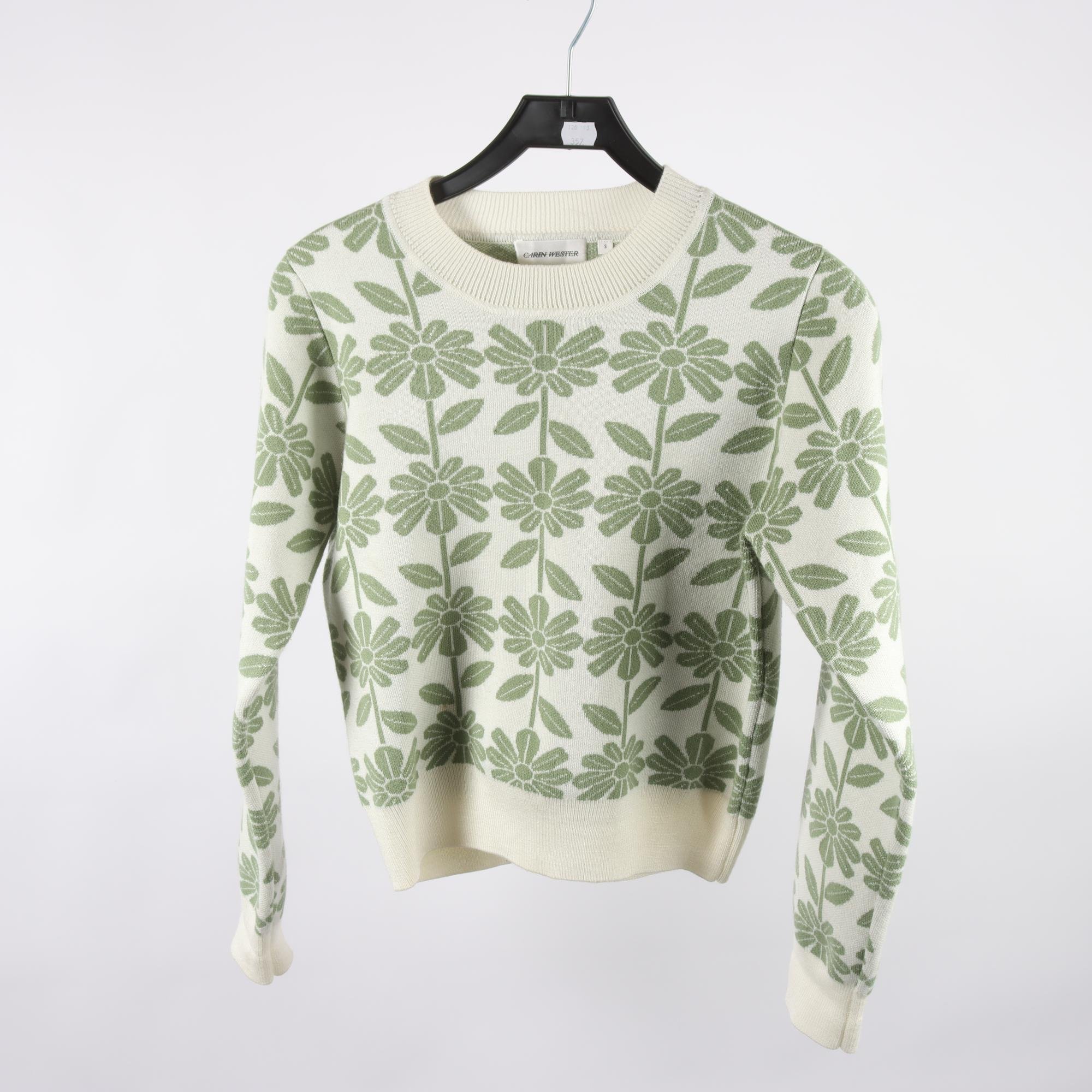 Tröja, Carin Wester, blommig, vit, grön, stl. S.