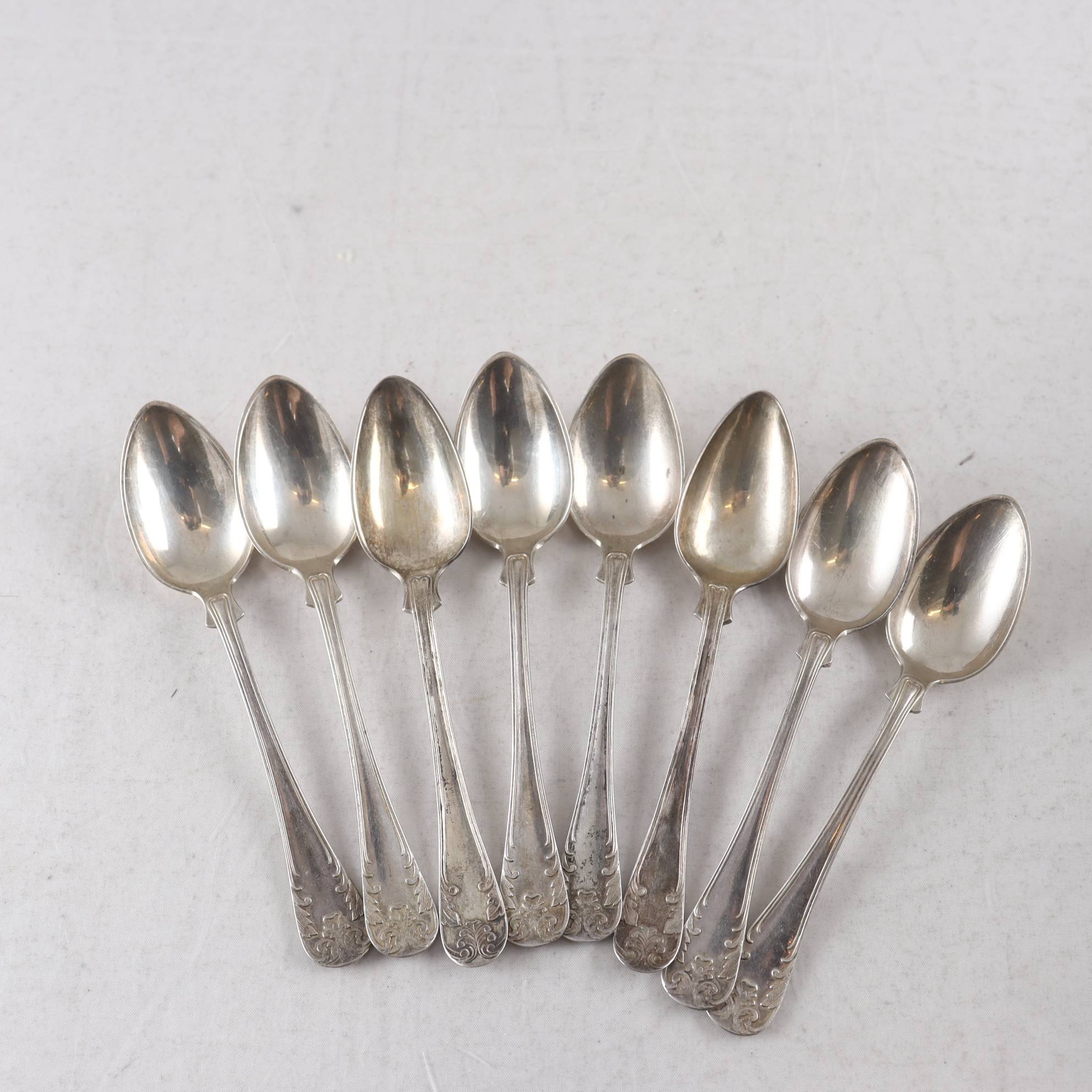 Skedar, silver, 8st, Gammal fransk