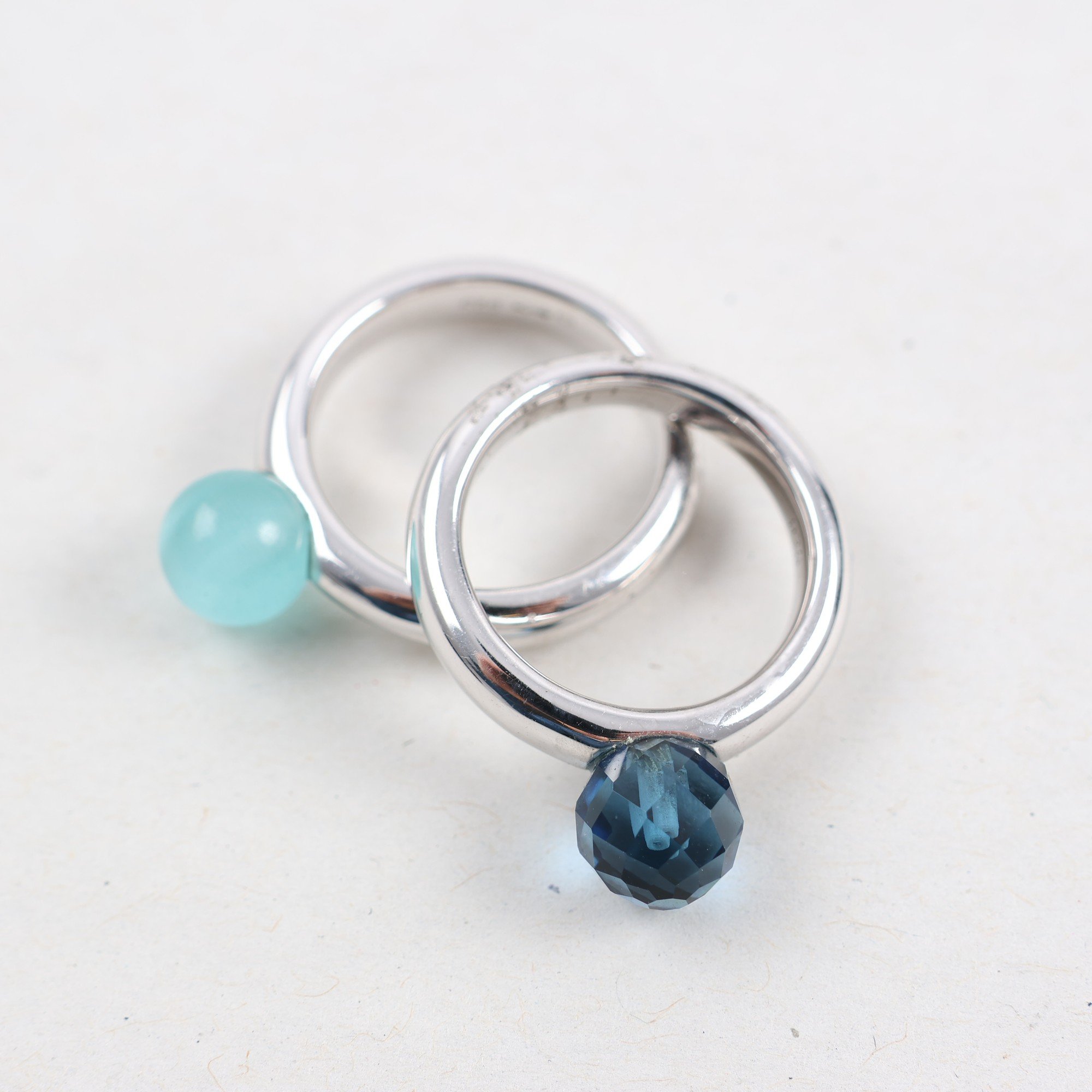 Ring, Ti Sento, silver 925, blå och turkos sten, 2 st.
