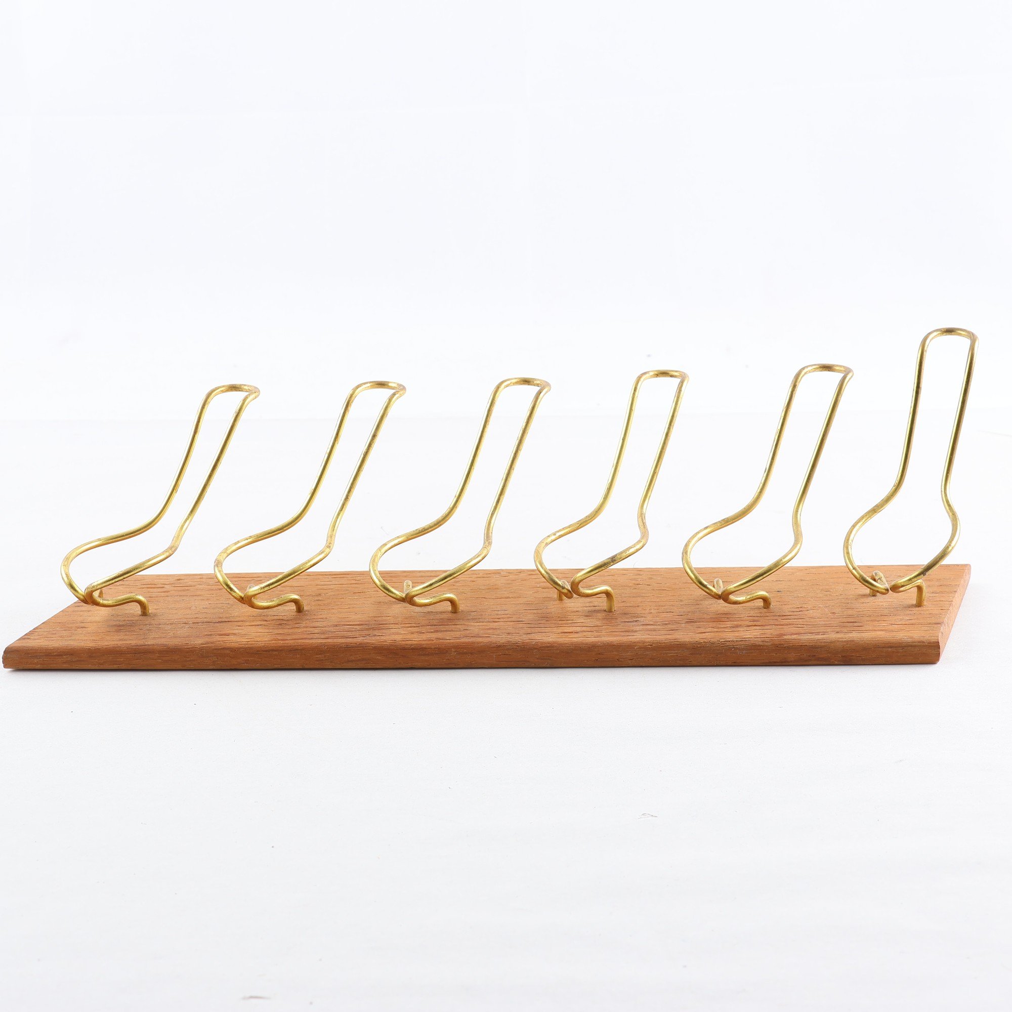 Pipställ, plats för 6 pipor, teak och mässing