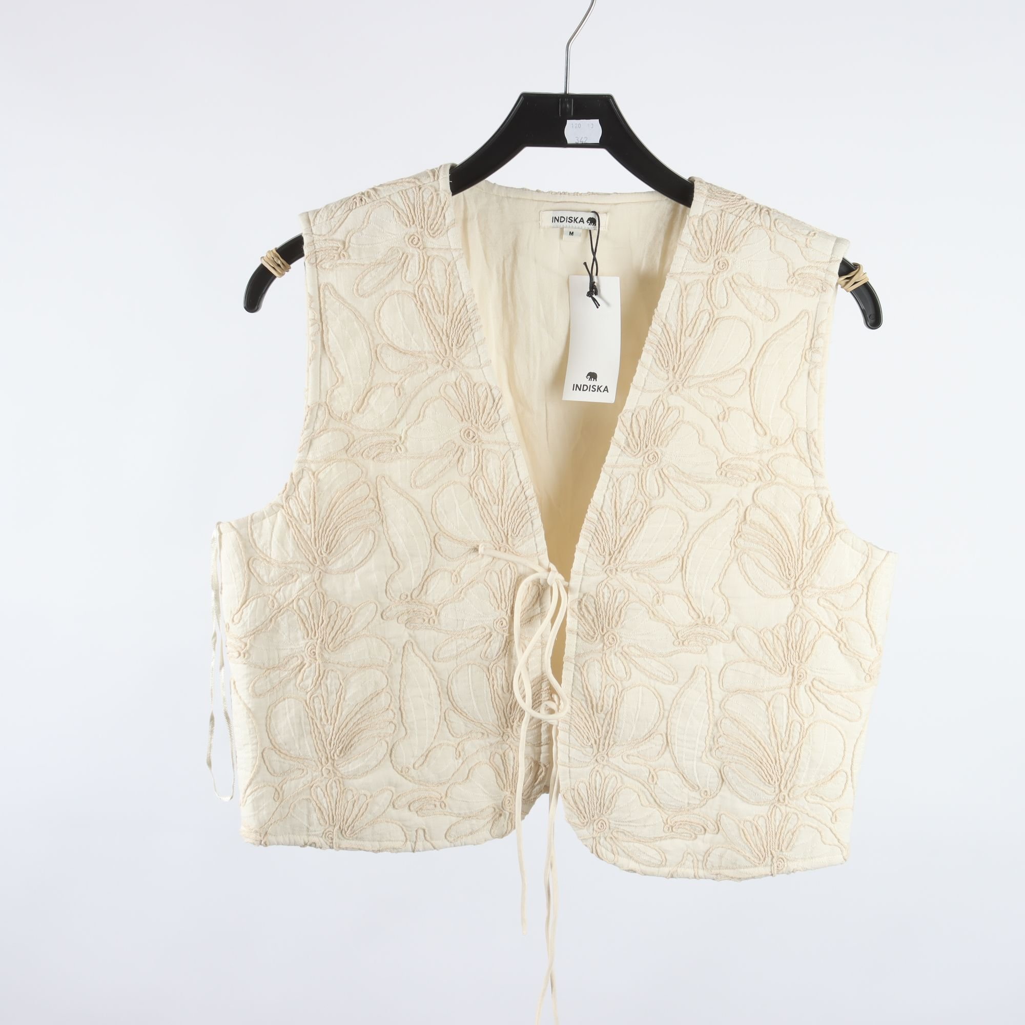 Väst, Indiska, vit, broderad, stl. M.