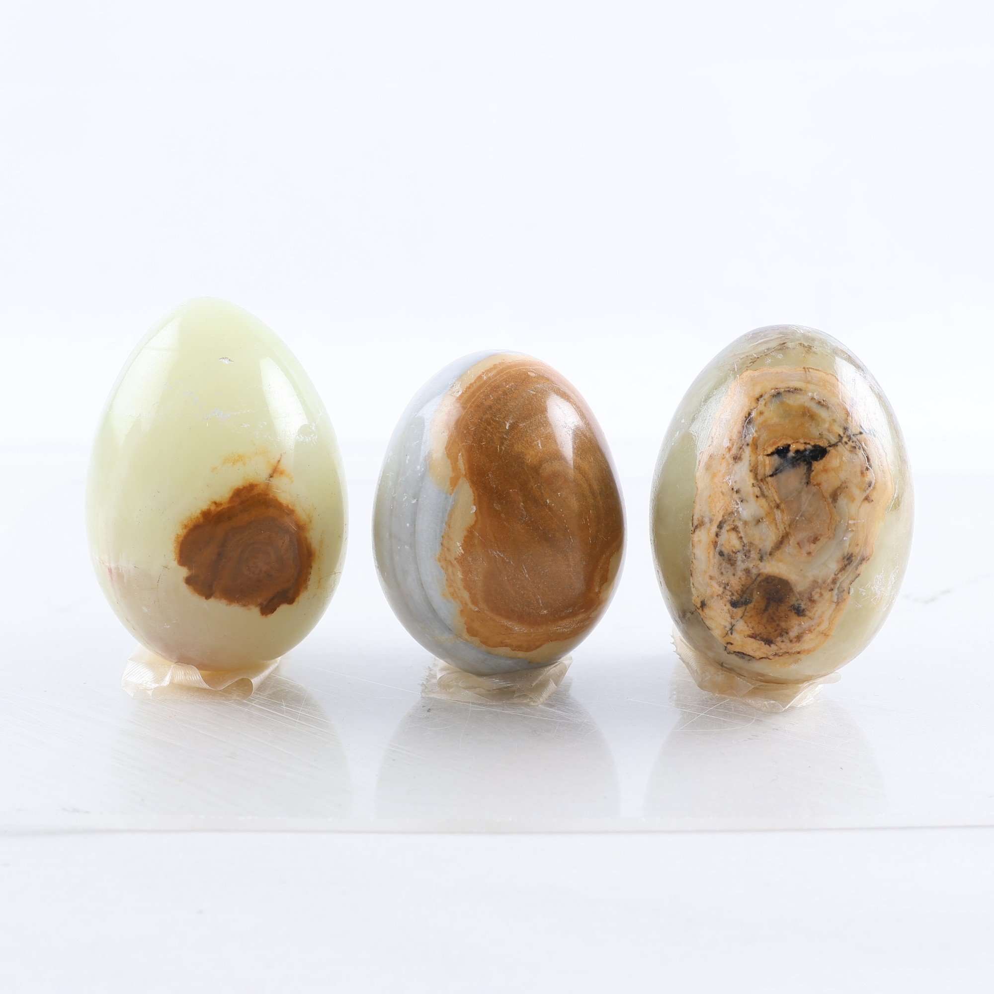 Ägg, dekorationer, sten/marmor, 3 st.