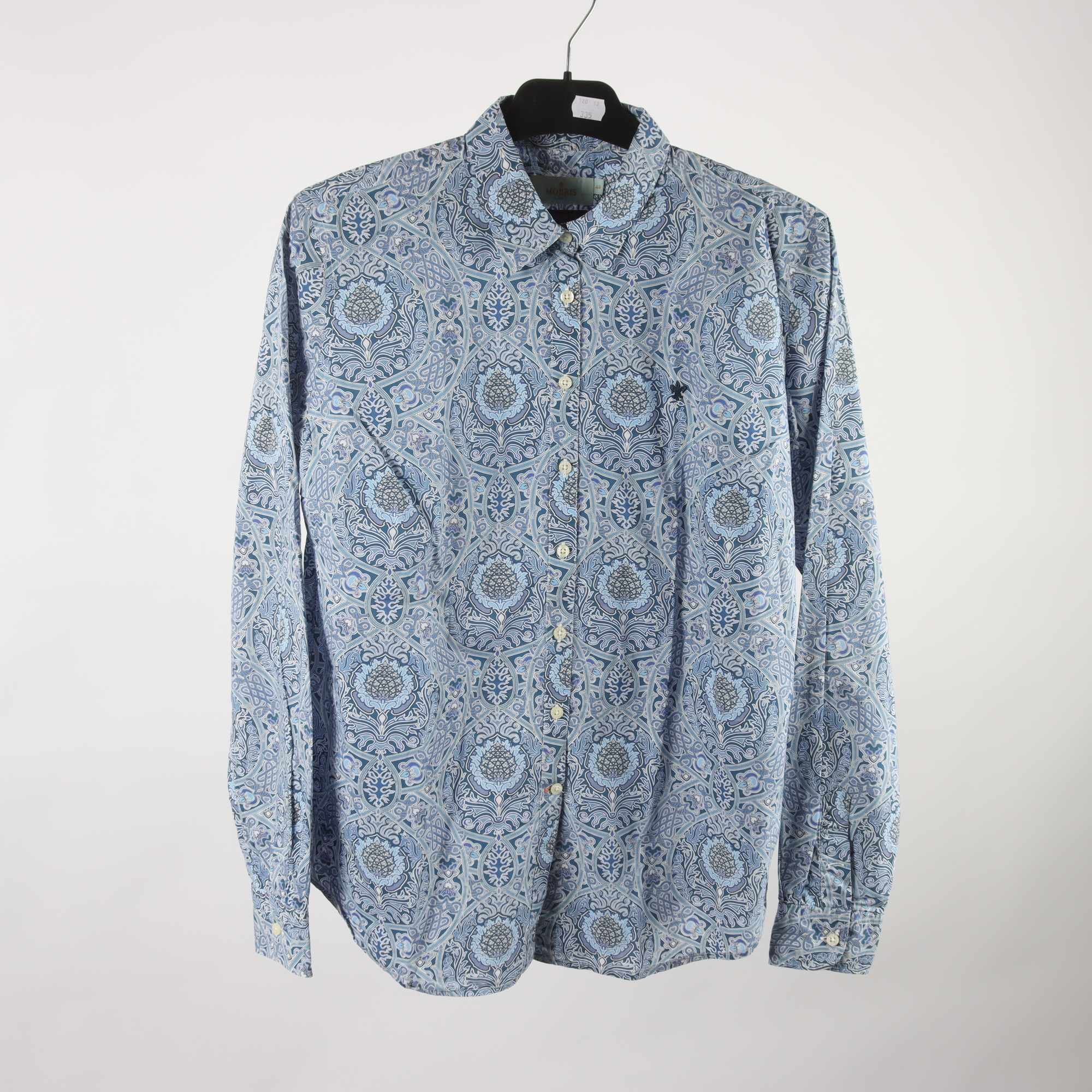 Blus, Morris, vit, blå, stl. 42.