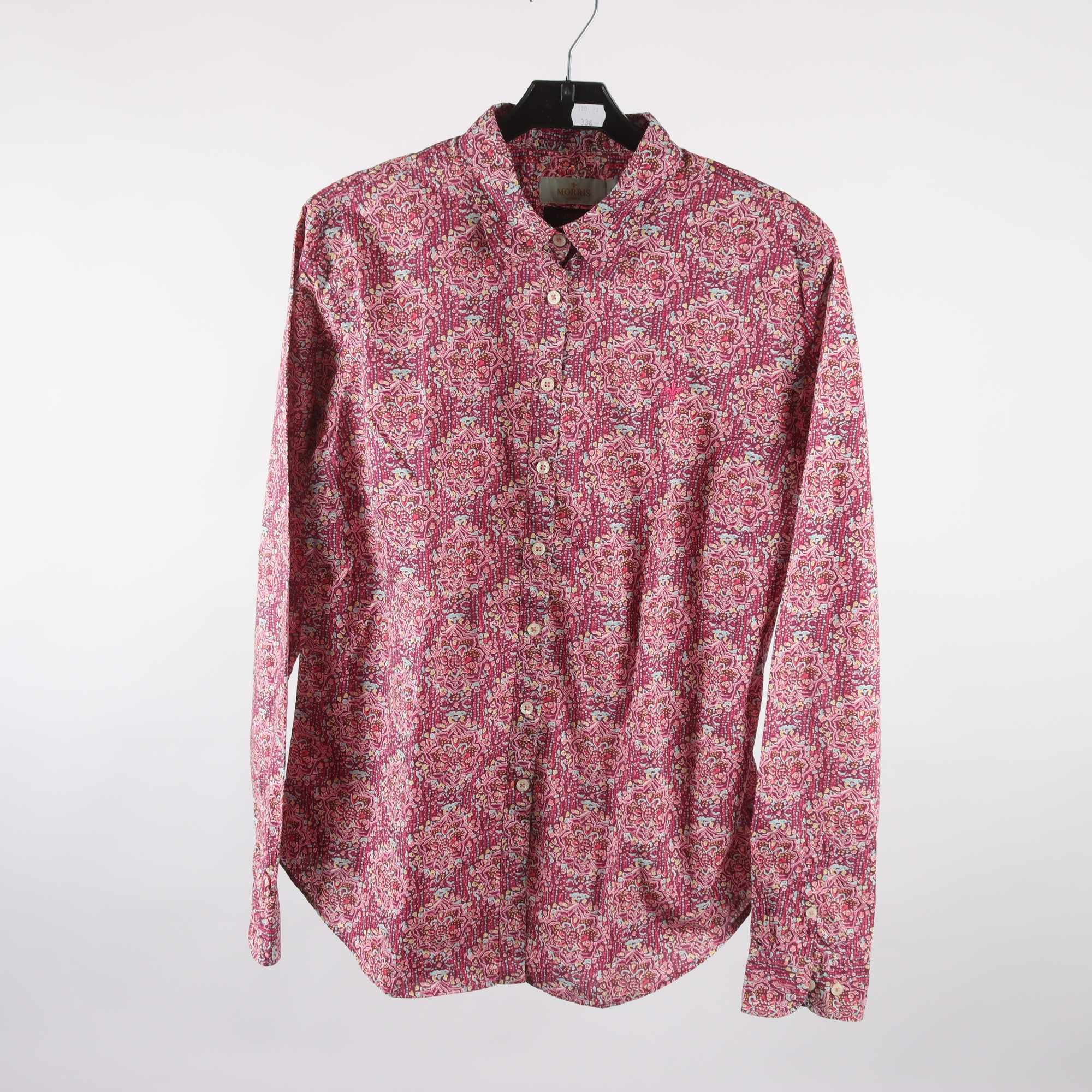 Blus, Morris, vinröd, mönstrad, stl. 42.