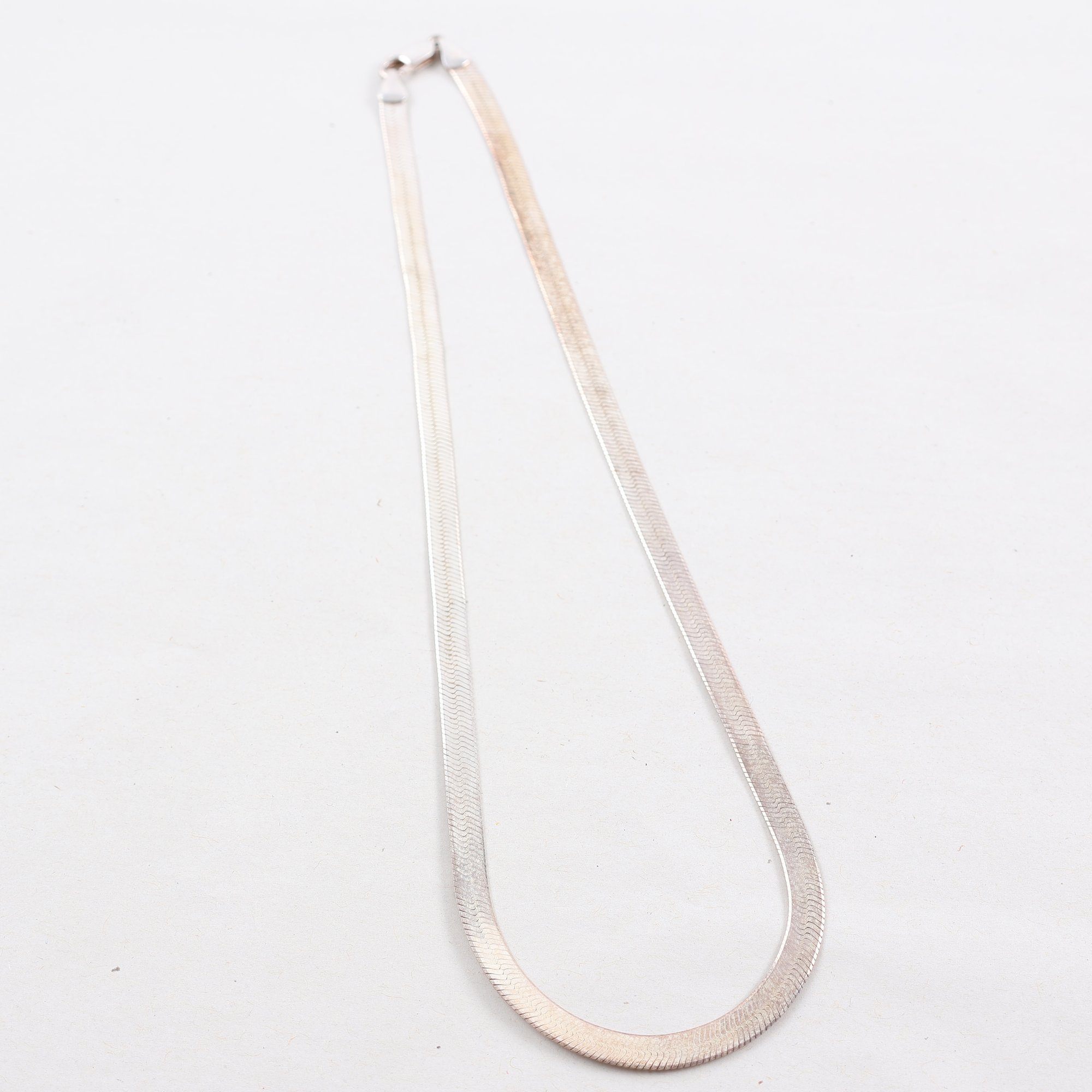 Halsband, fiskbenslänk, silver 925, vikt: 12.8g