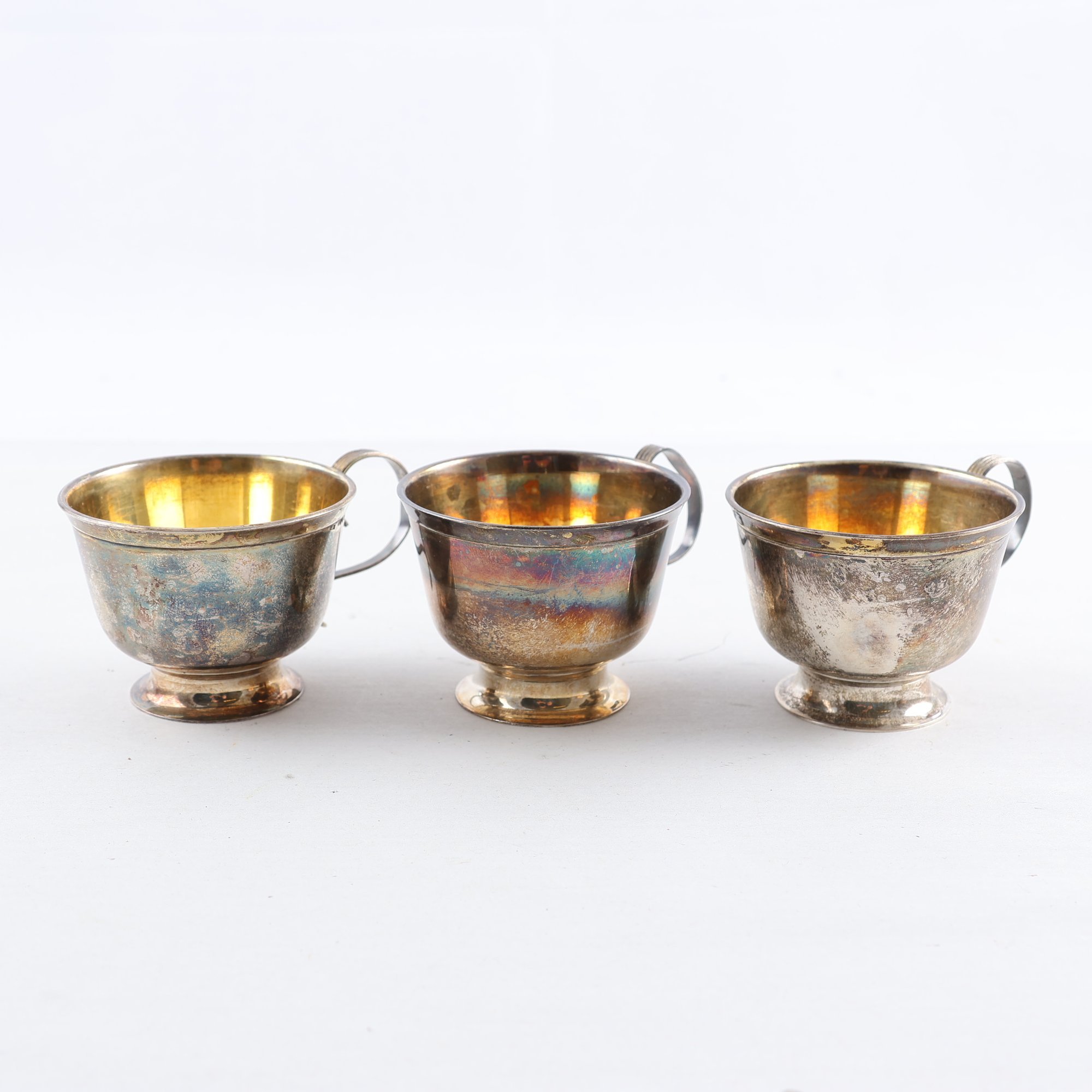 Silverbägare, märkt med ABG kattfot P9, Boliden silver, 3 st.