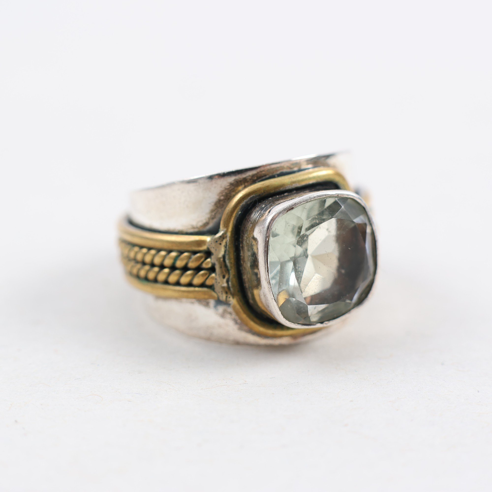 Ring, silver 925, slipad sten.