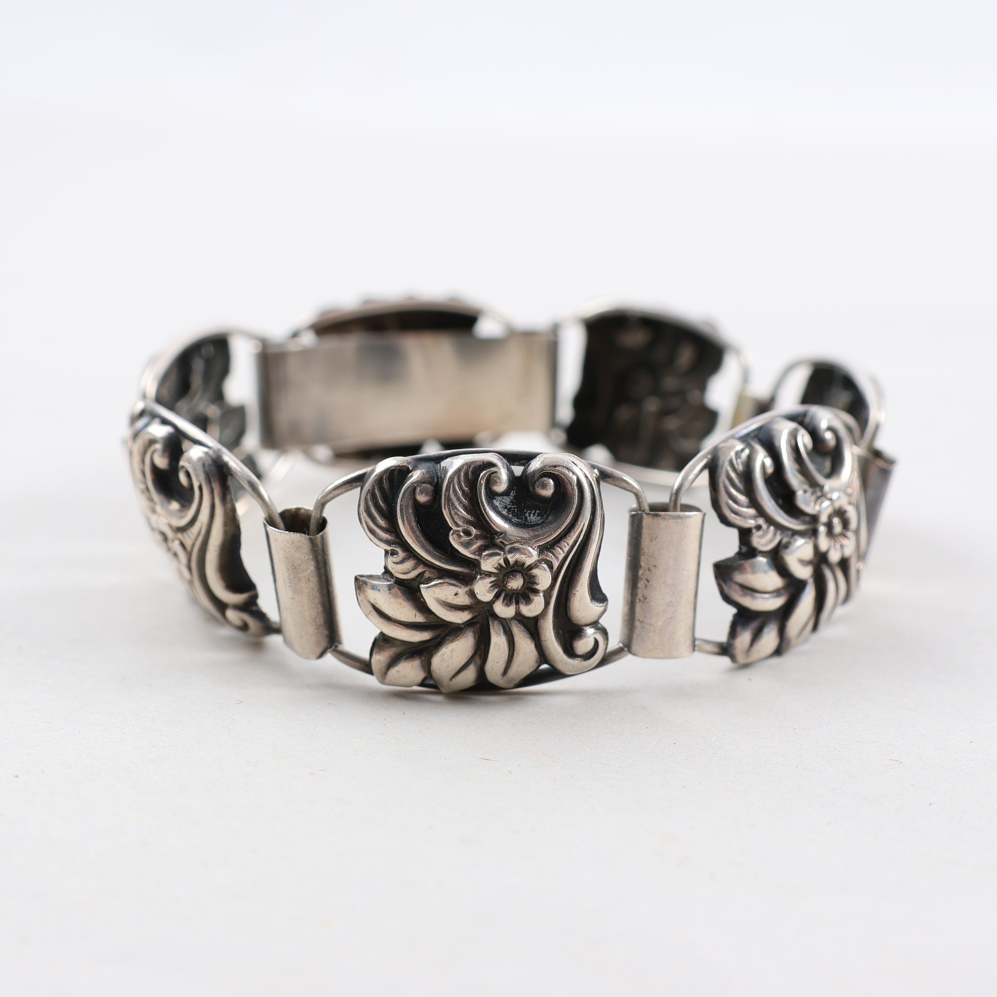 Armband, silver, blommor, vintage, vikt: 21.7g