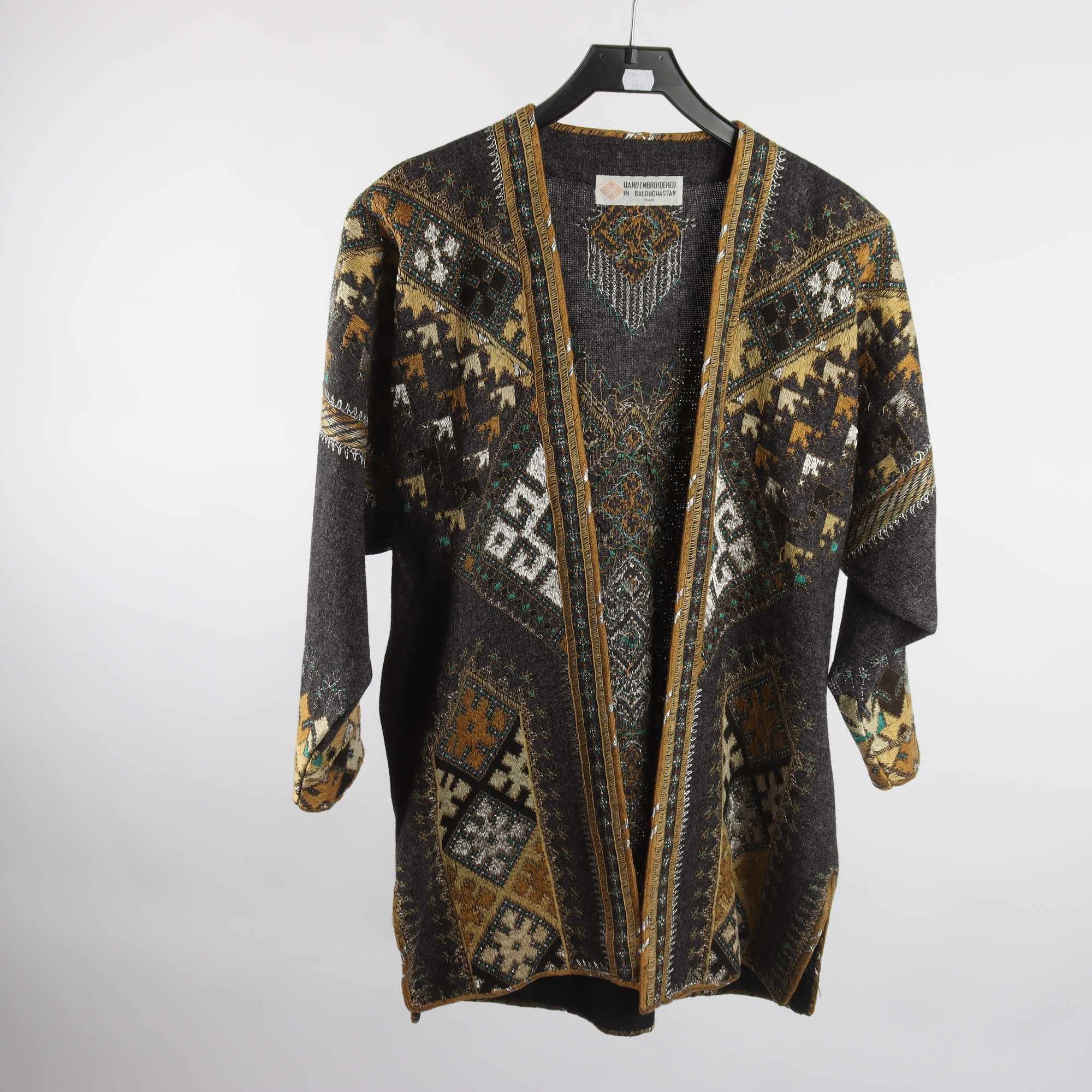 Jacka, Okänd, grå, gul, grå, glittrig, handgjort, stl. ca S/M.