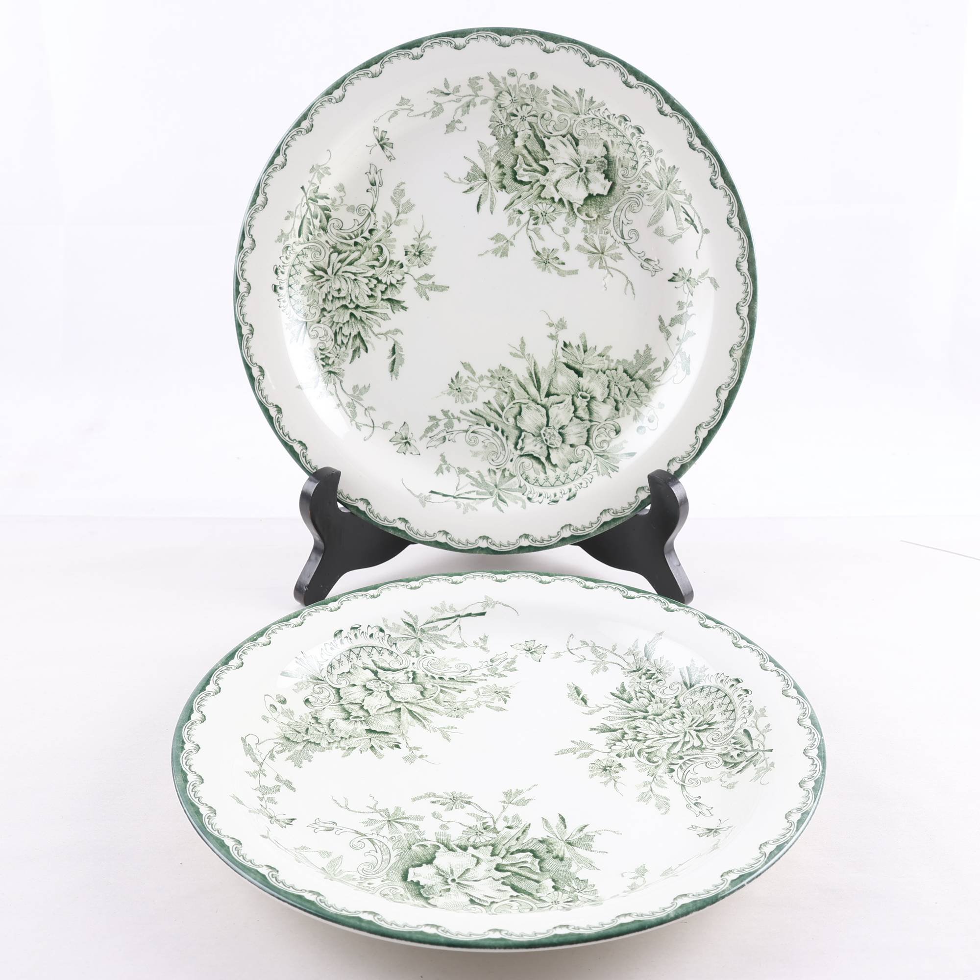 Tallrikar, Rörstrand, ”Grön Anna”, 2 st. Samfraktas ej.