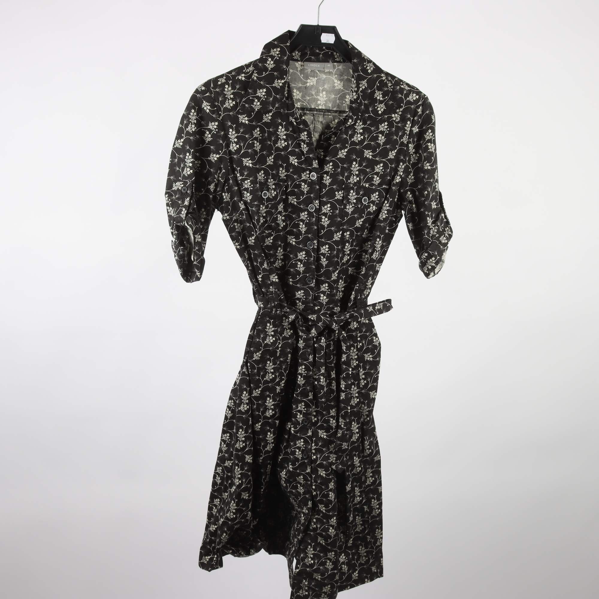 Klänning, Lindex, svart, mönstrad, stl. 40