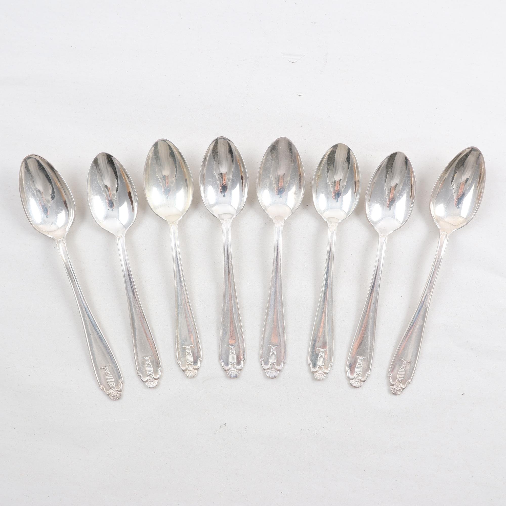 Teskedar, silver, kattfot, GAB