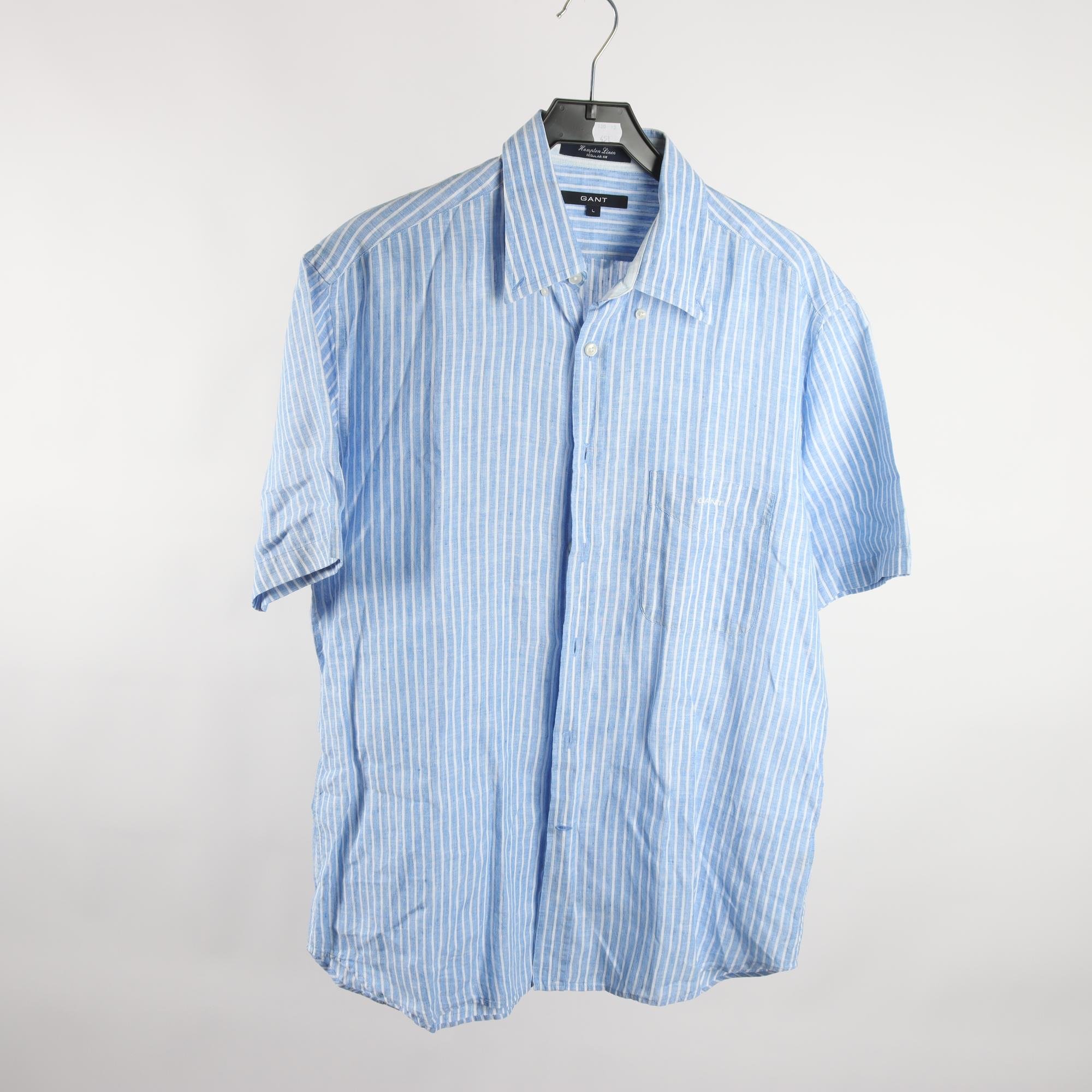 Skjorta, Gant, randig, vit, blå, 100% lin, stl. L.