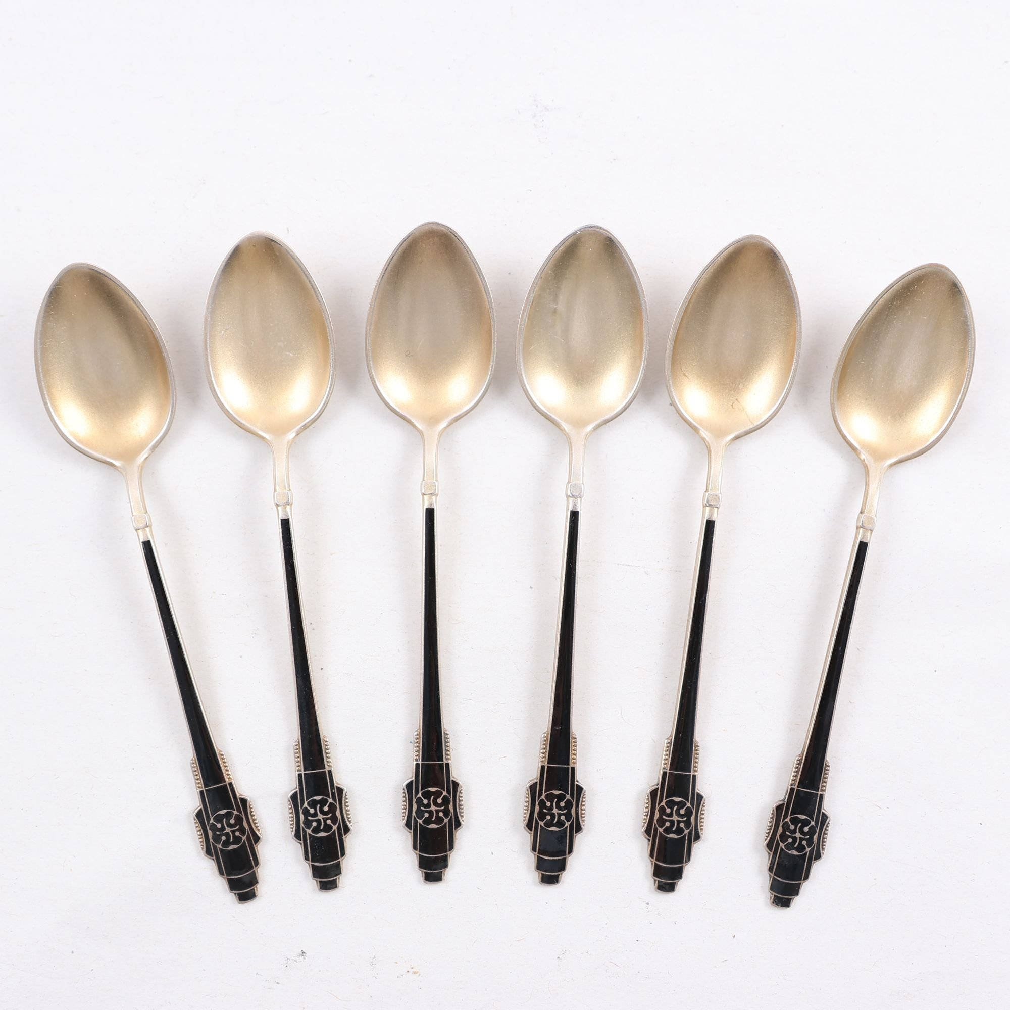 Teskedar, emalj, sterlingsilver