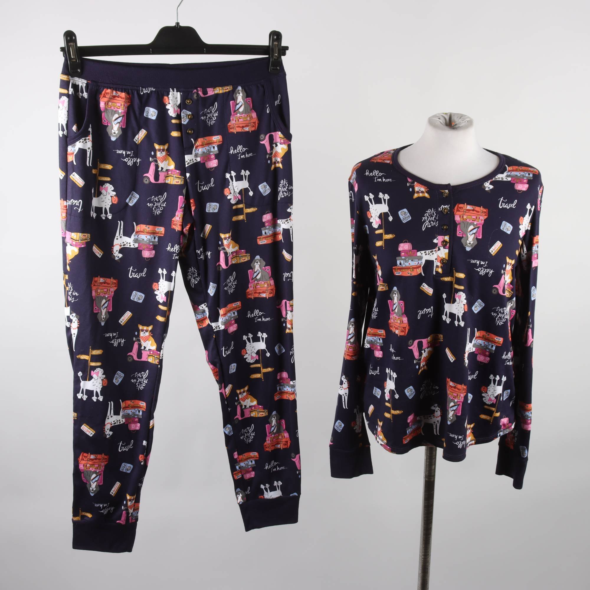 Pyjamas, Cuddi Duds, mönstrad, blå, stl. S.