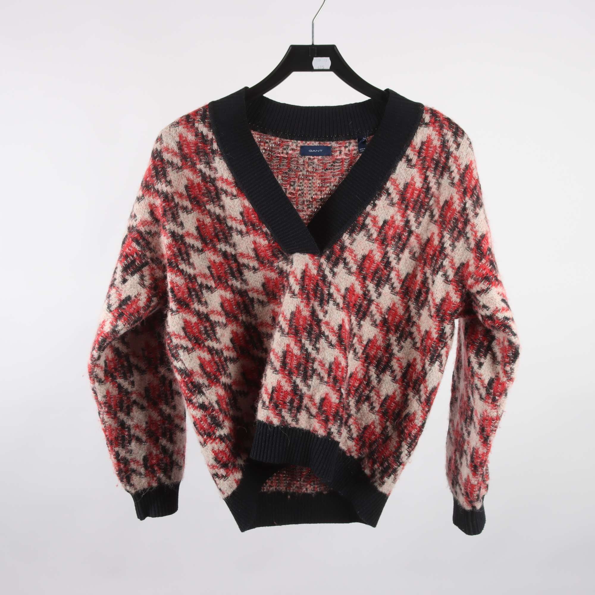 Tröja, Gant, svart, röd, ull, alpaca, stl. XS.