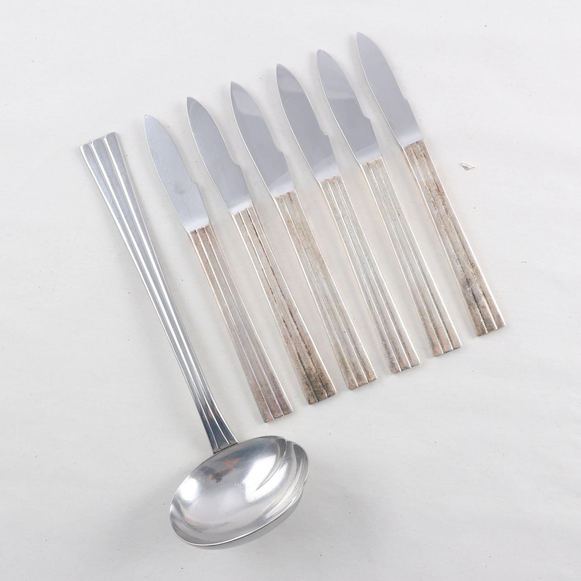 Bestick, Gense, ”Thebe”, skaldjurskniv, såsslev, Folke Arström, 7 del.