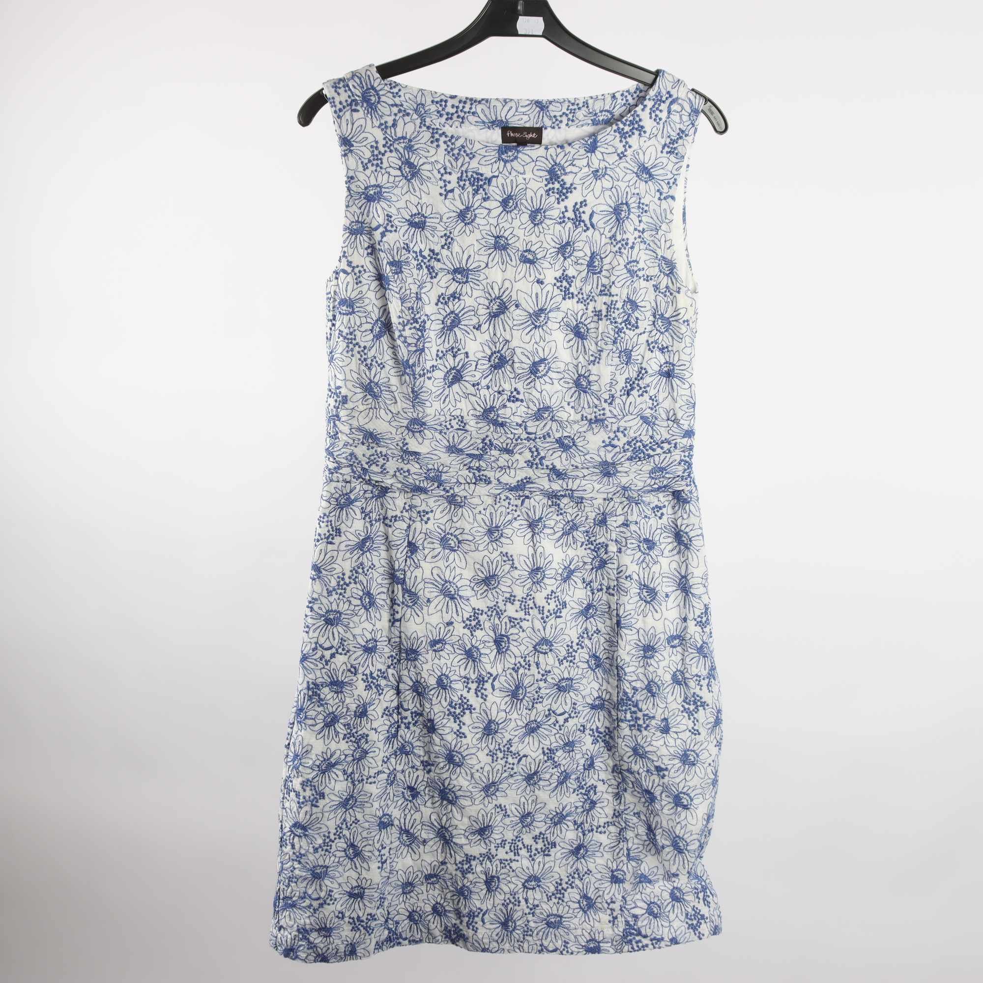 Klänning, Phase Eight, vit, blo, broderad, stl. 40.