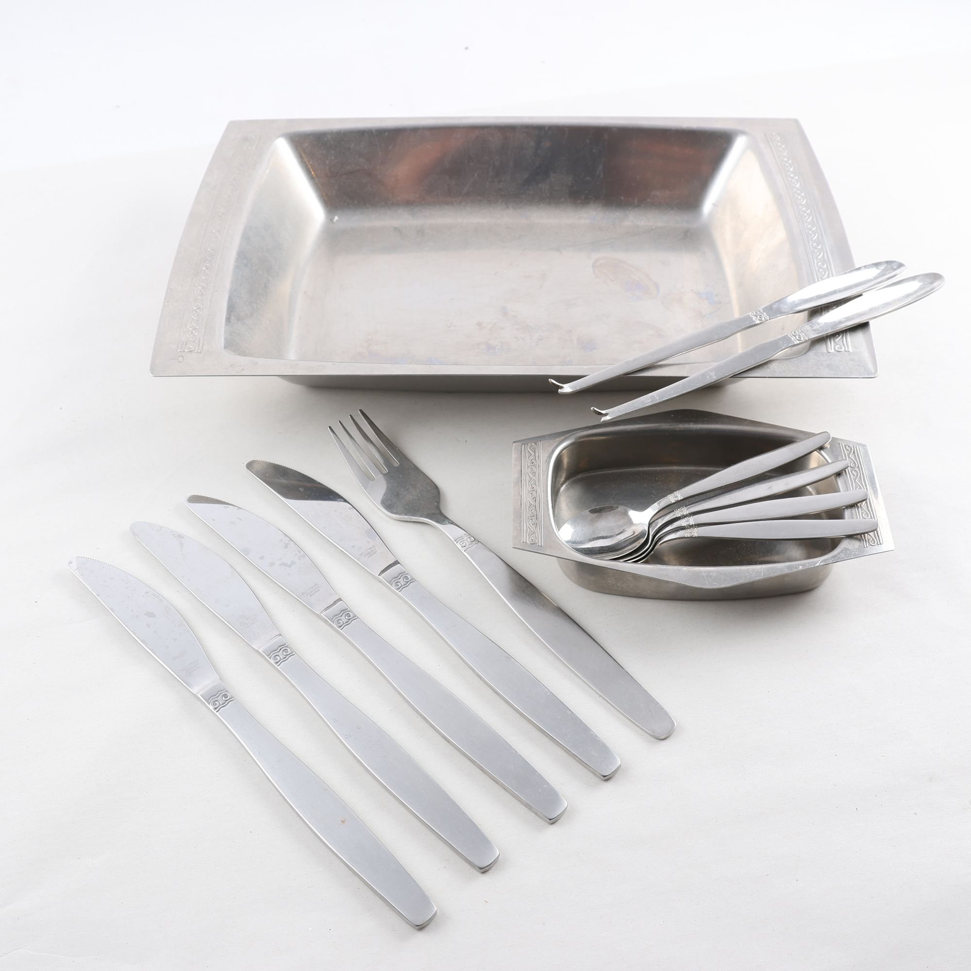 Bestick & fat, NilsJohan, ”Sessan”, rostfritt stål, 13 del.