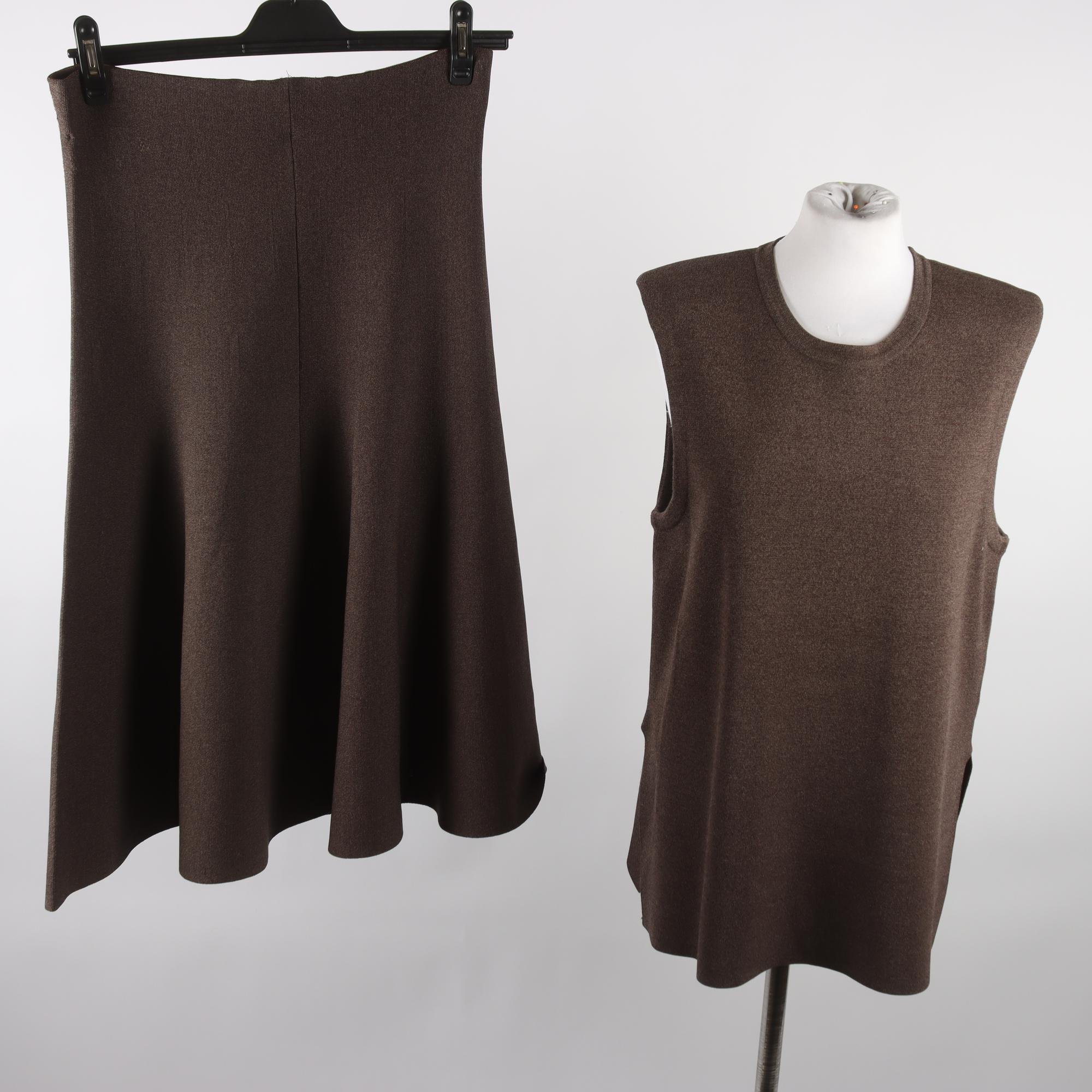 Kjol och linne, Carin Wester, brun, stickad, stl. S.