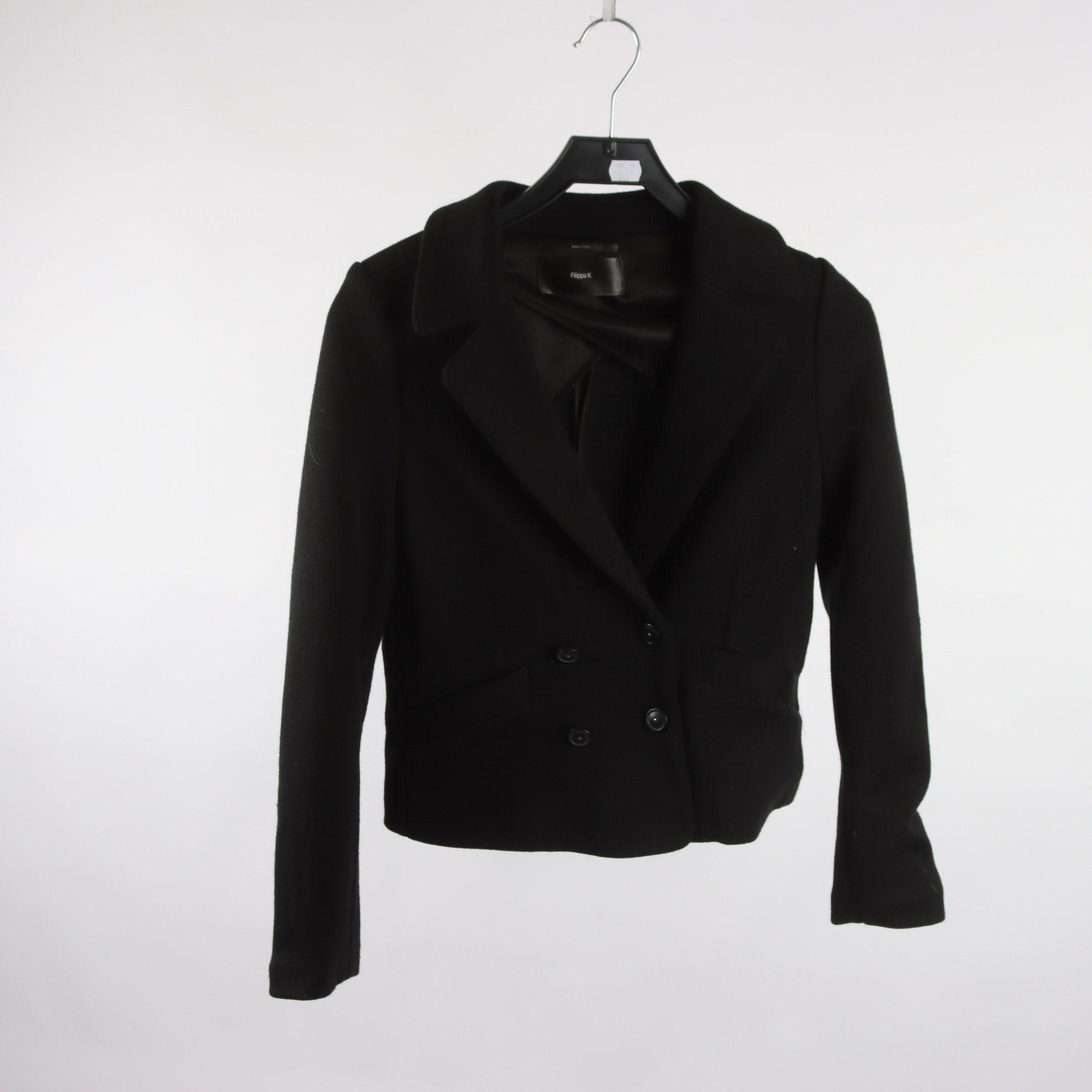 Jacka, Filippa K, svart, stickad, 65% ull, stl. S.