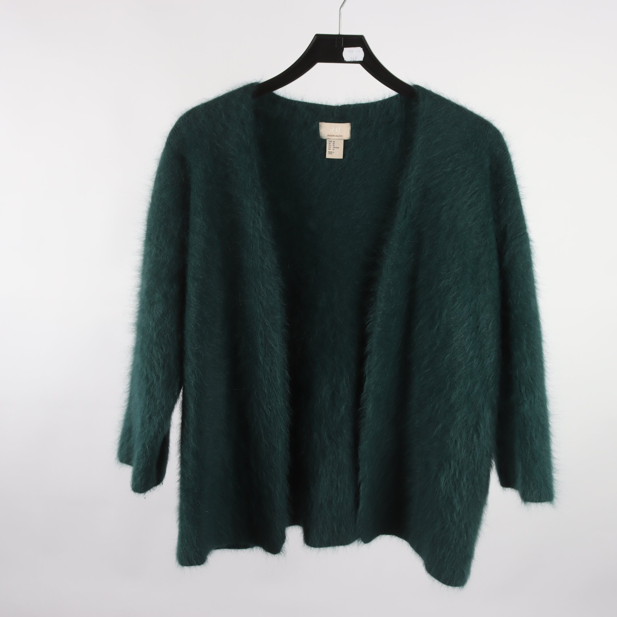 Kofta, H&M, grön, angora, stl. 40.