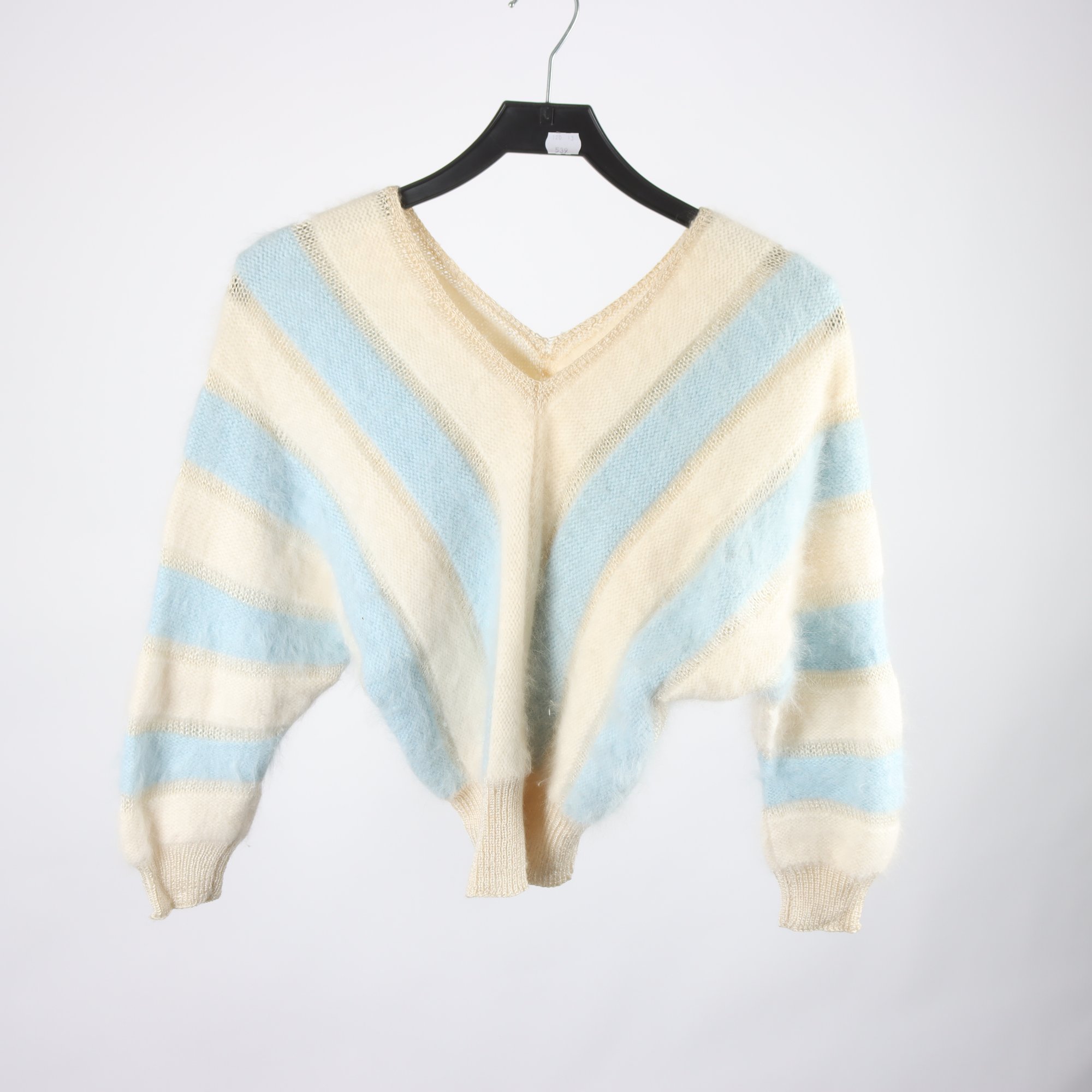 Tröja, Okänd, beige, ljusblå, stl. ca. S/M.