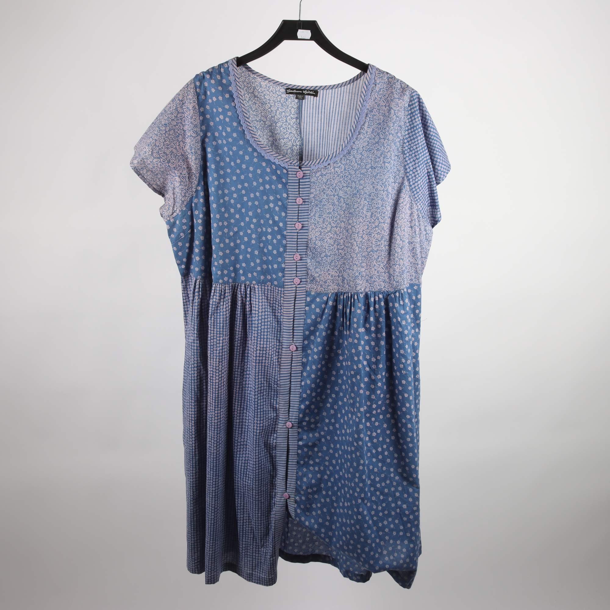 Klänning, Gudrun Sjödén, mönstrad, blå, beige, stl. ca. L/XL.