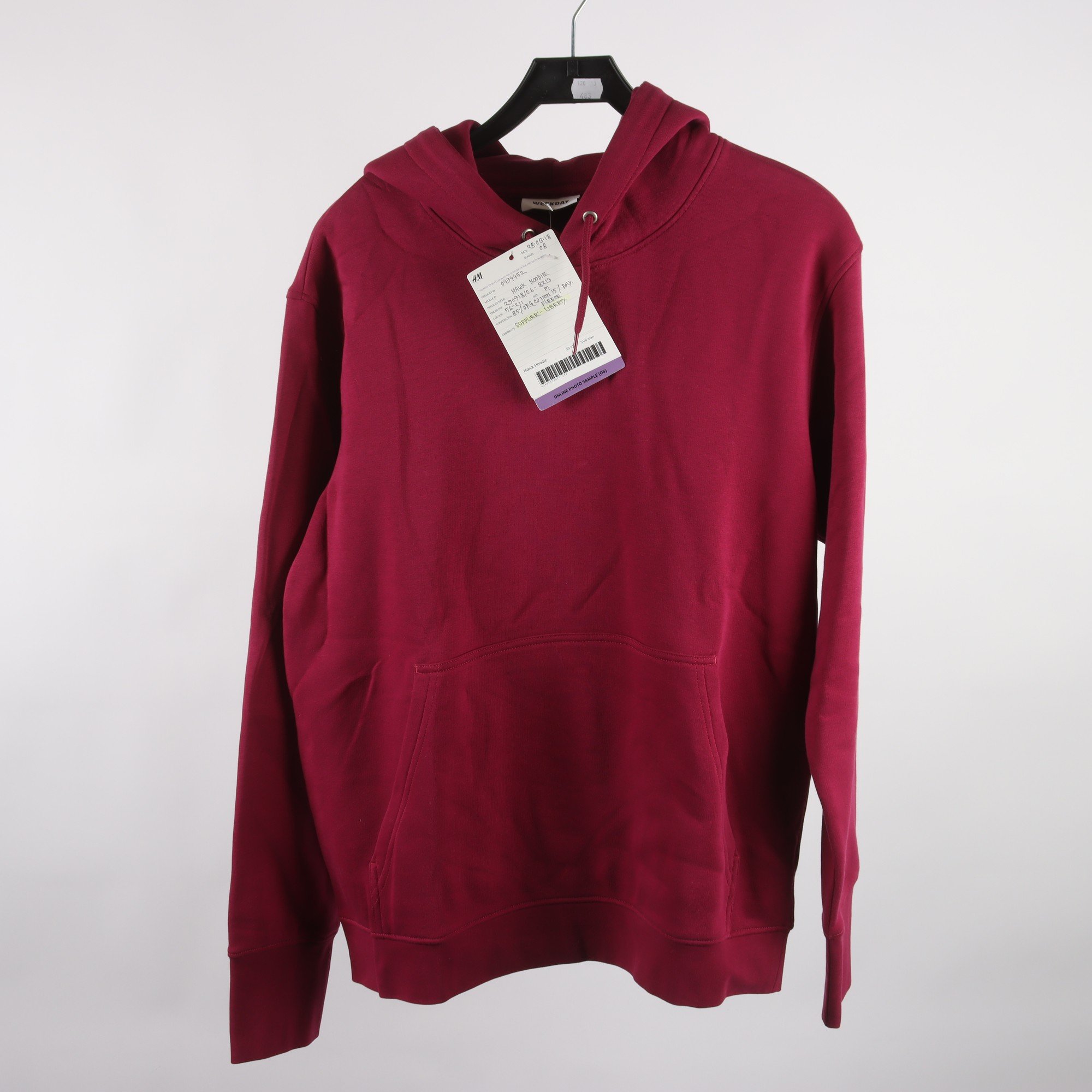 Hoodie, Weekday, vinröd, stl. M.