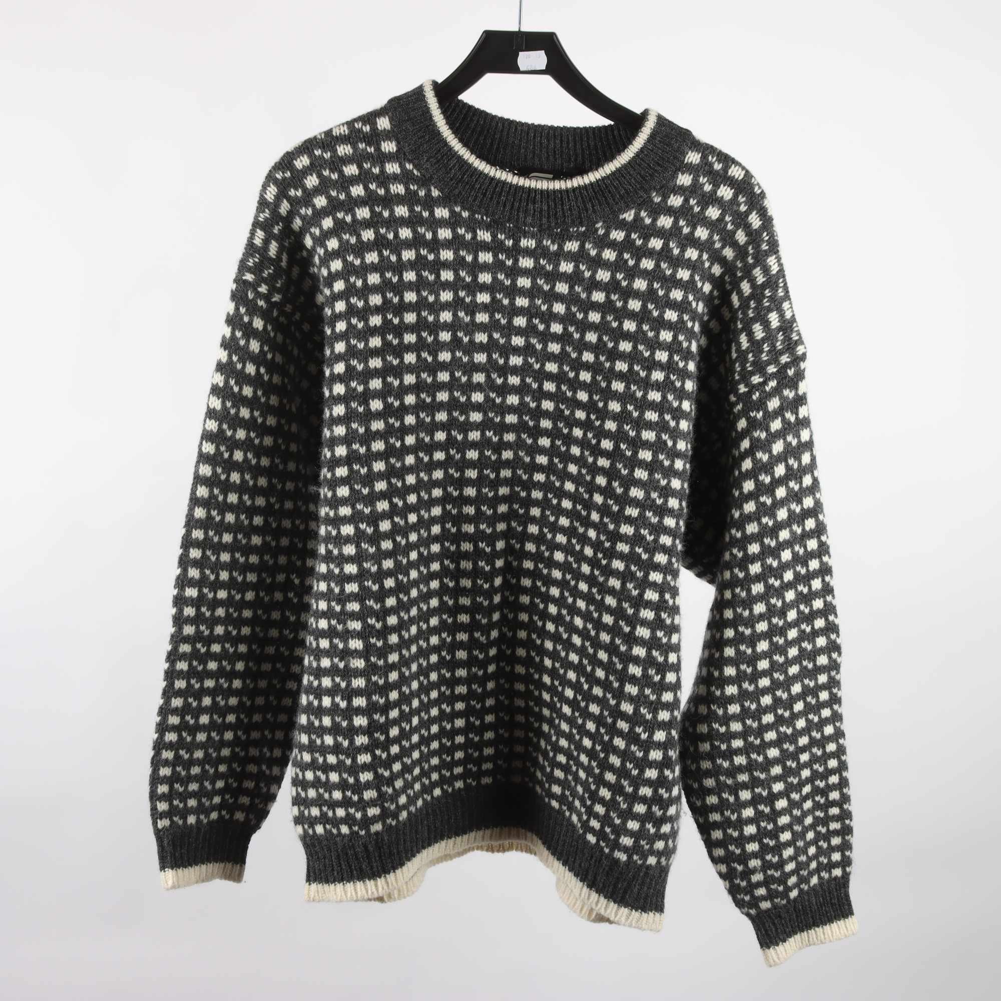 Fiskartröja, Everest, vit, grå, 100% ull, stl. XL.