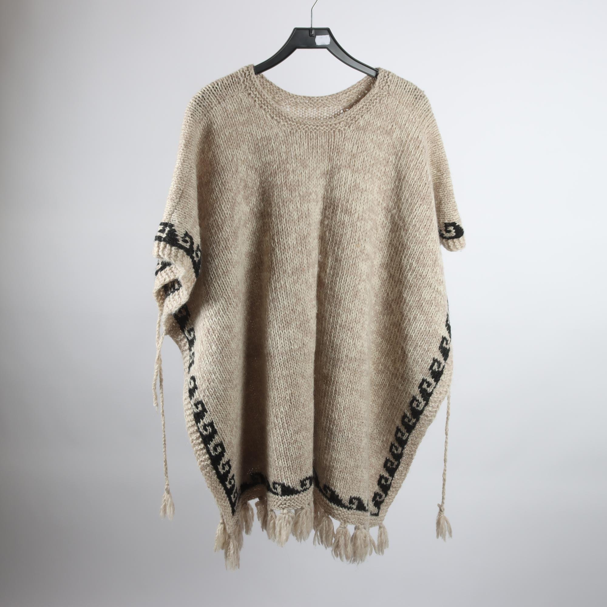 Poncho, Okänd, beige, ull, stl. one size.